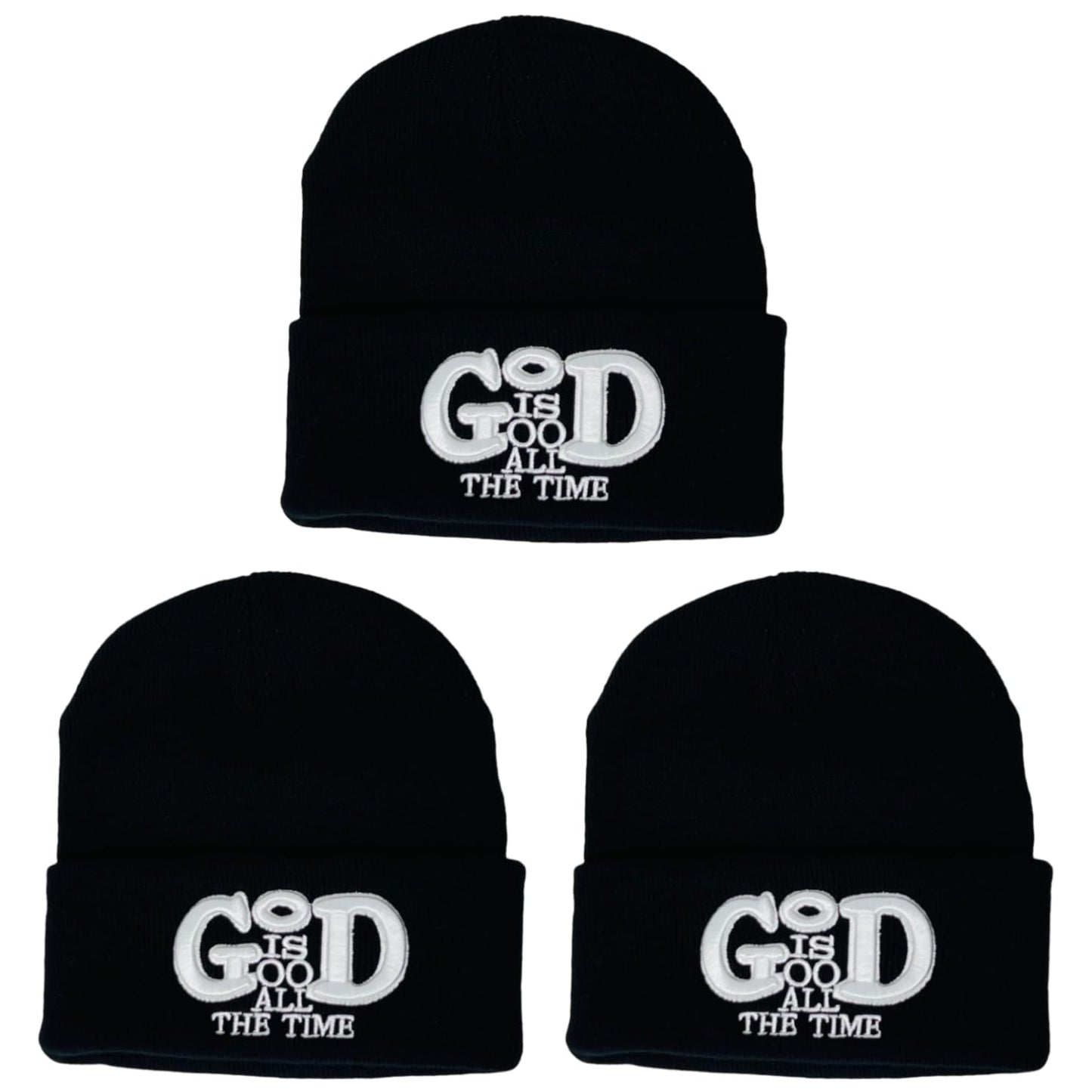 Roytrense Unisex 3D Embroidered God is Good All The Time Winter Knit Beanie