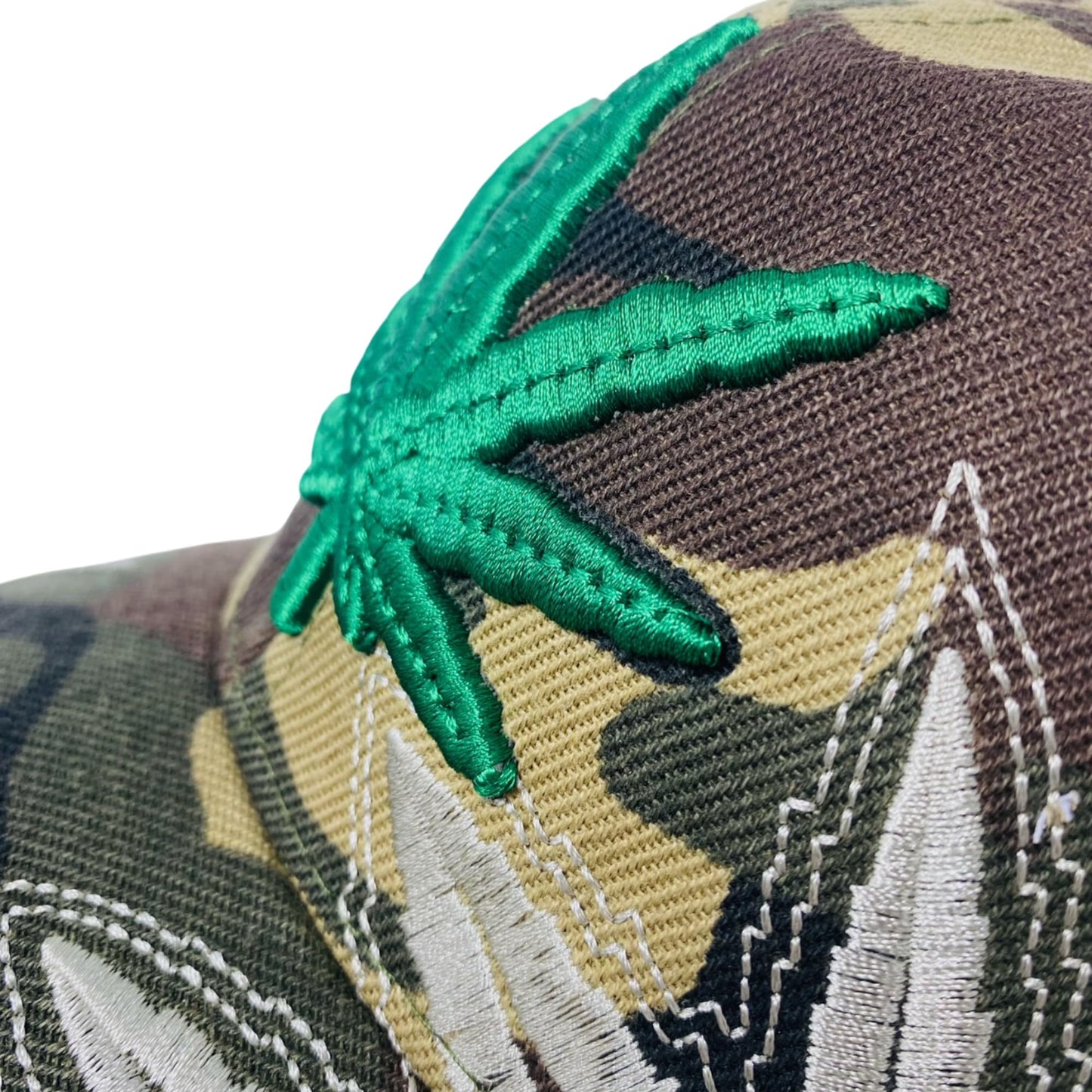 Unisex Marijuana Leaf Embroidered Dad Hat Adjustable Green Leaf Design Baseball Cap