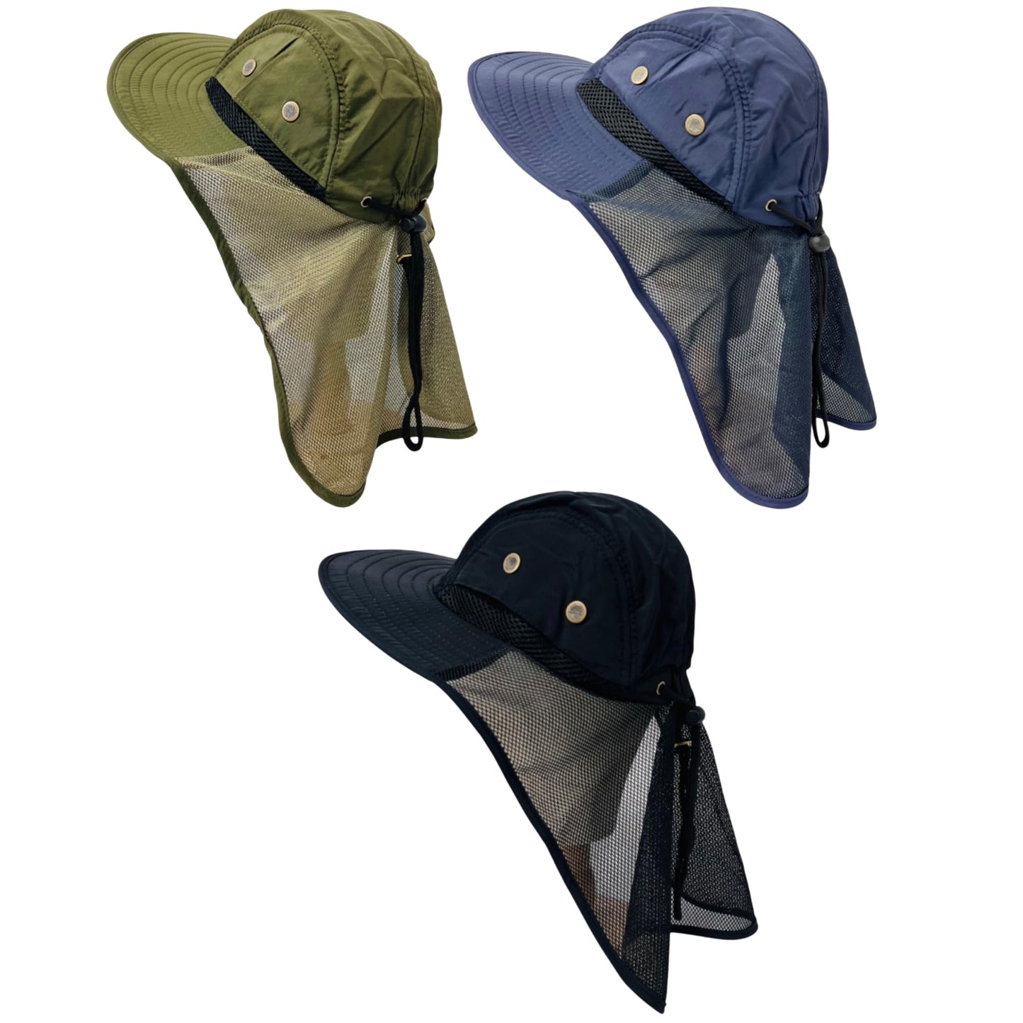 Packable and Adjustable Mesh Boonie Sun Hat with Mesh Neck Flap