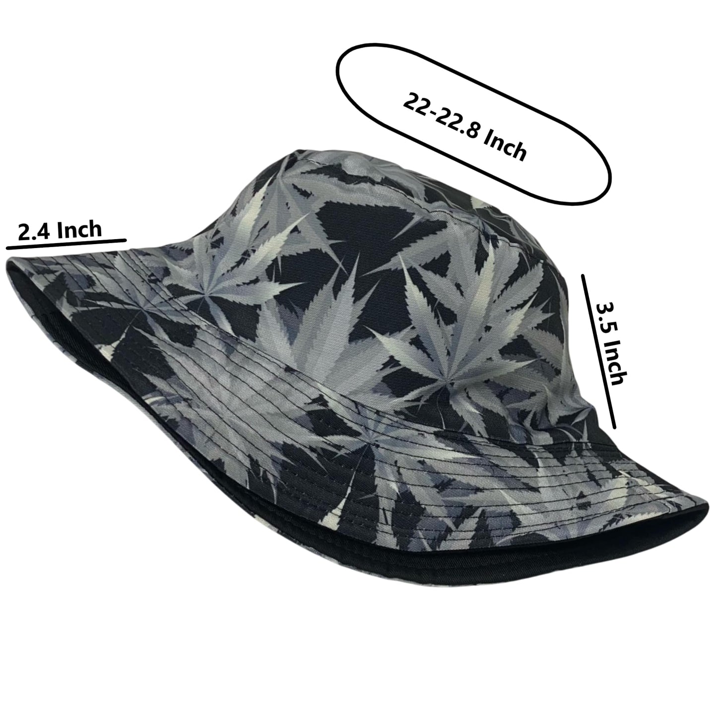 Unisex Marijuana Bucket Hat Reversible Double-Side-Wear Packable for Travel, Outdoors, and Beach