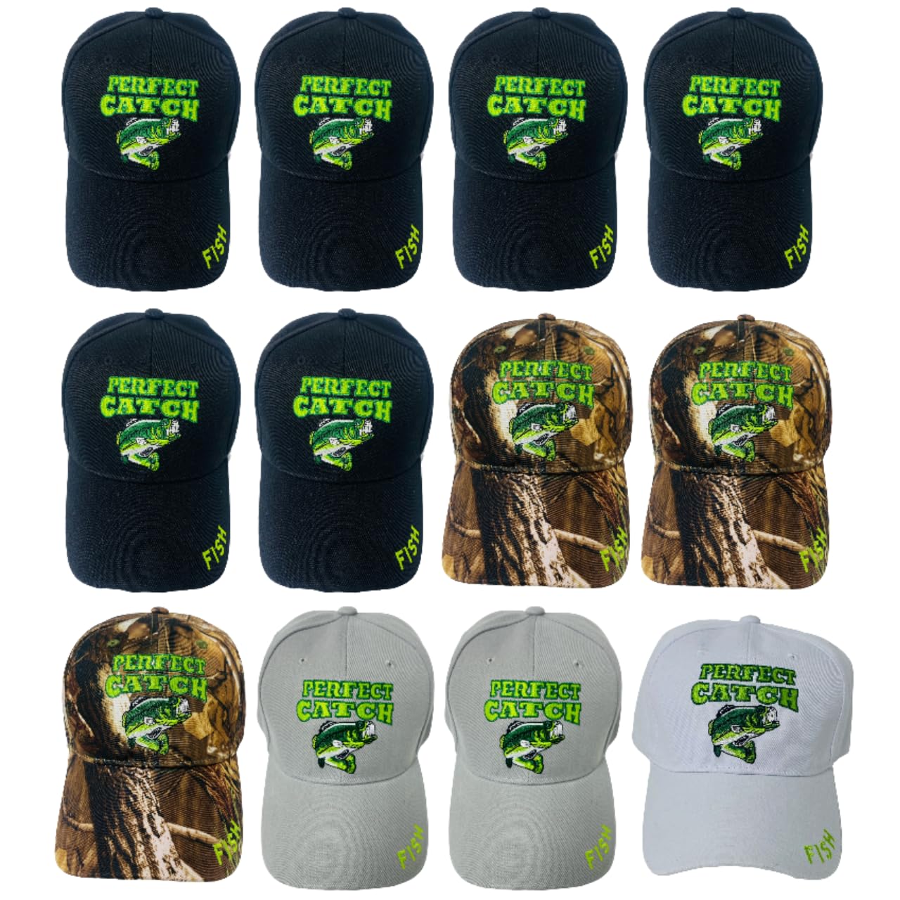 Roytrense Embroidered Perfect Catch Adjustable Fishing Baseball Cap