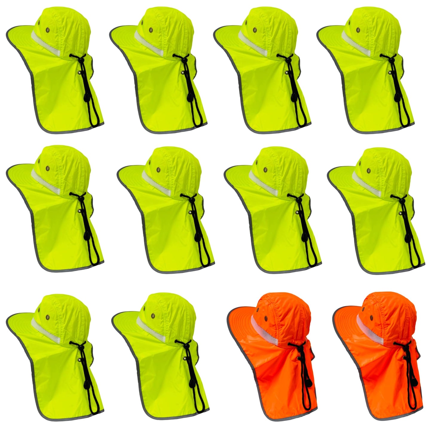 Packable and Adjustable Neon Boonie Sun Hat with Neck Flap