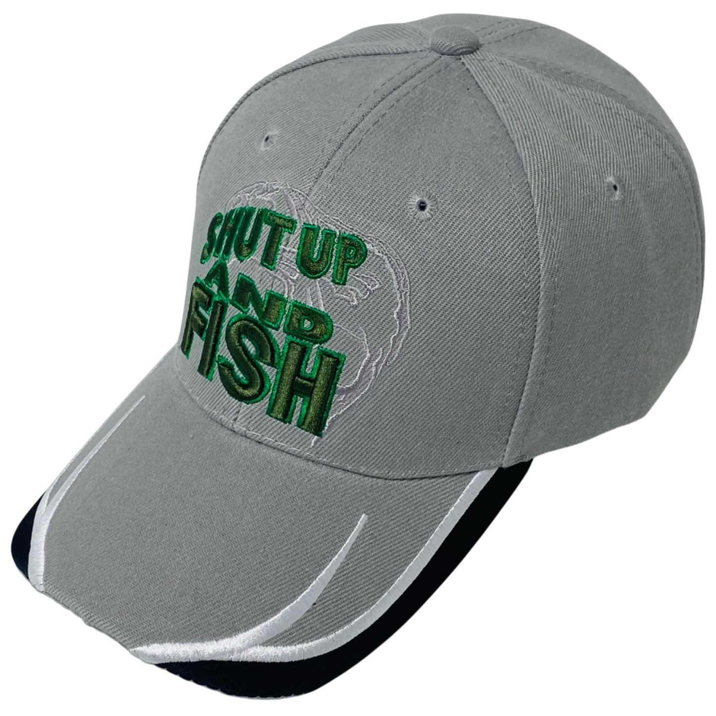 Roytrense Unisex Embroidered Shut Up and Fish Baseball Cap – Adjustable Outdoor Fishing Hat