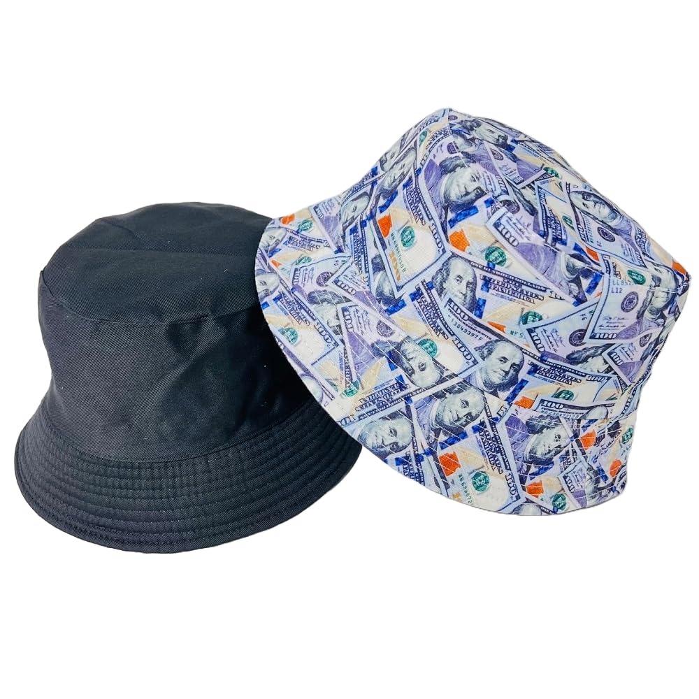 Unisex Bucket Hat Reversible Double-Side-Wear Packable for Travel, Outdoors, and Beach