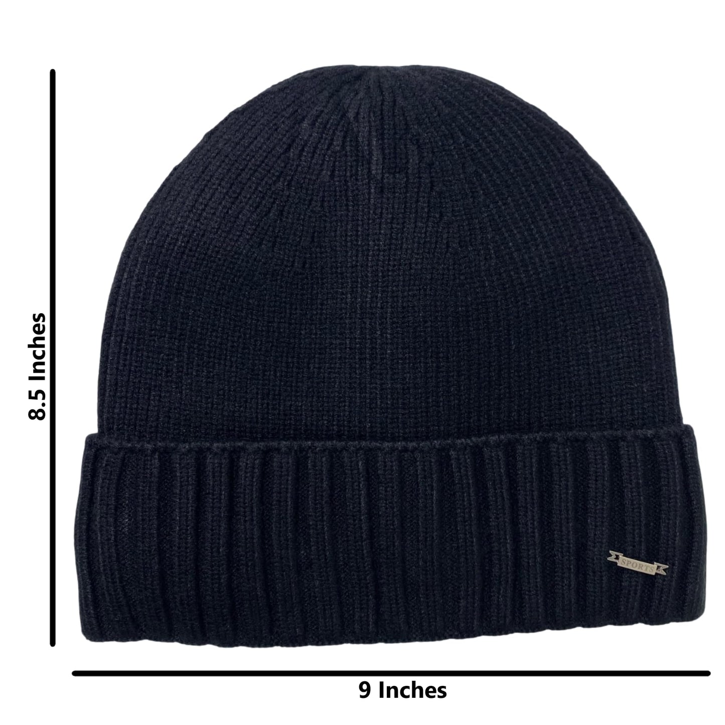 Super Soft Plush-Lined Solid Color Knitted Sport Cuffed Winter Hat
