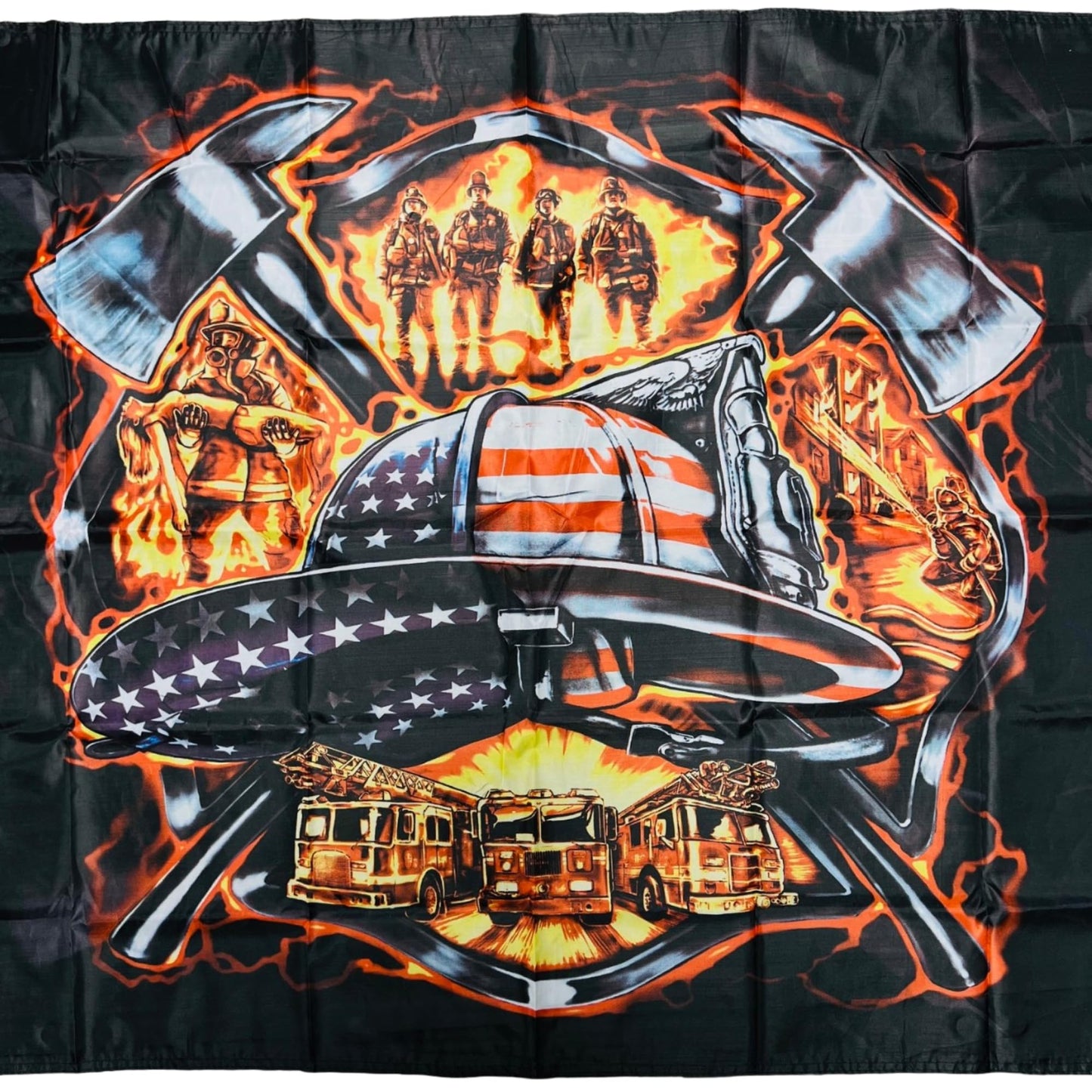 Double Stitched American Patriotic Firefighter 3X5 Flag