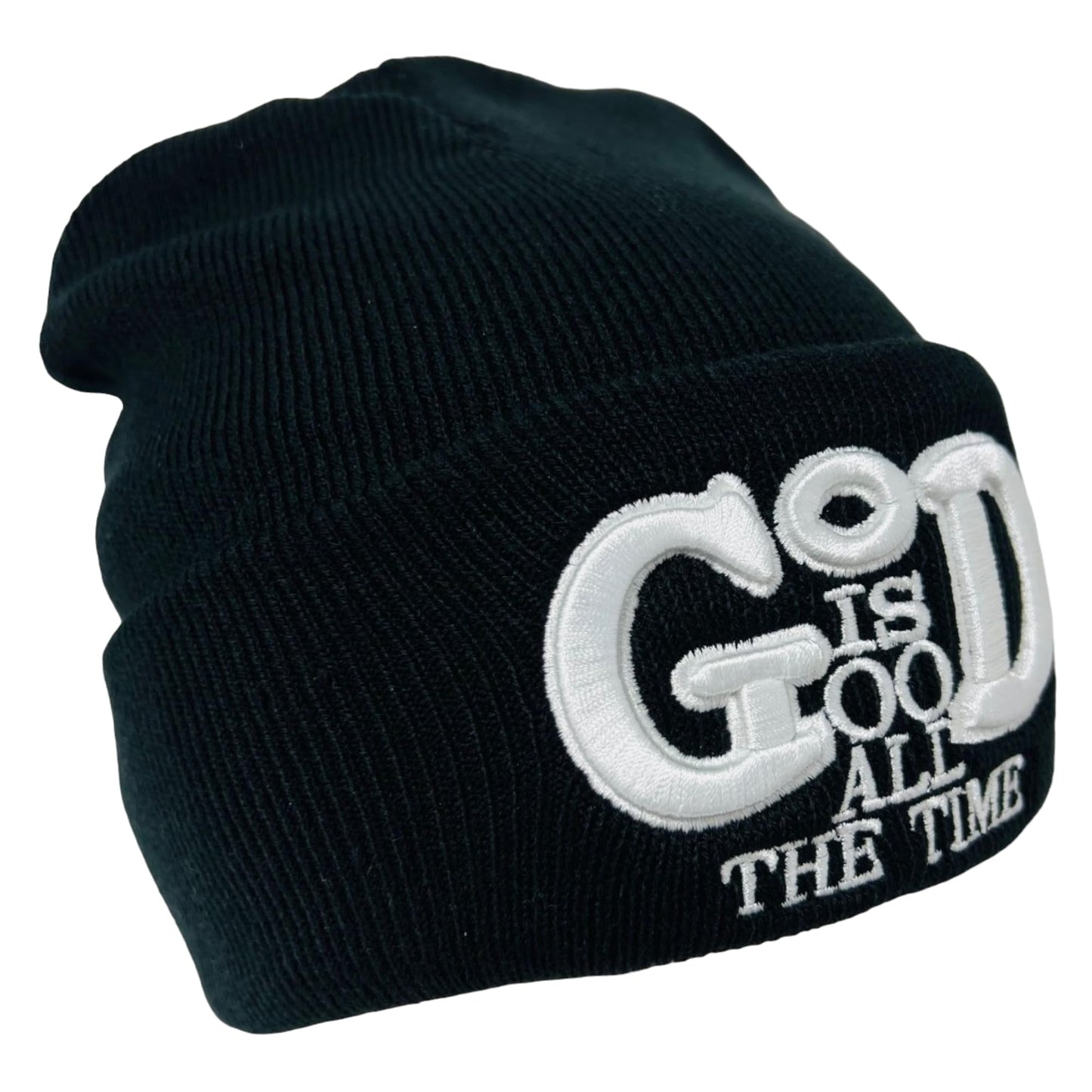 Roytrense Unisex 3D Embroidered God is Good All The Time Winter Knit Beanie