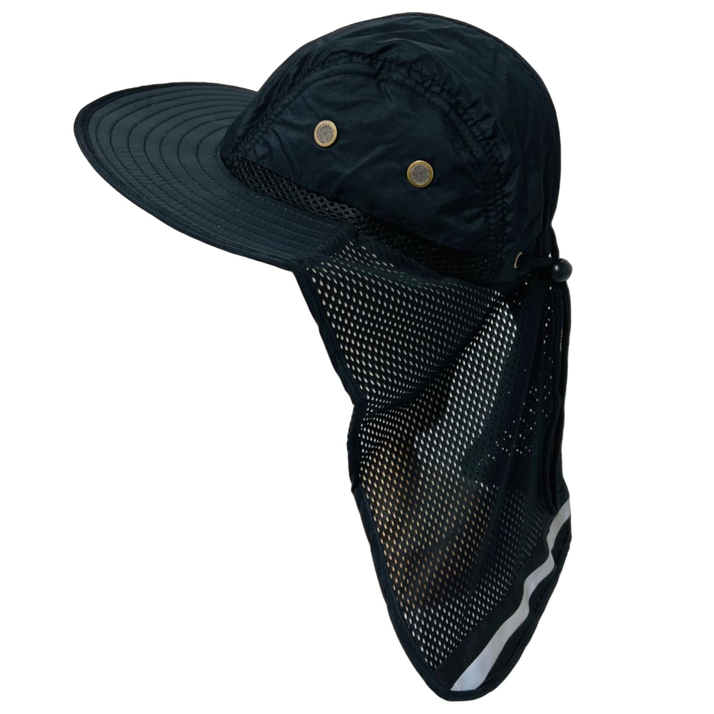 Packable and Adjustable High Visibility Mesh Boonie Sun Hat with Neck Flap and Reflective Stripe