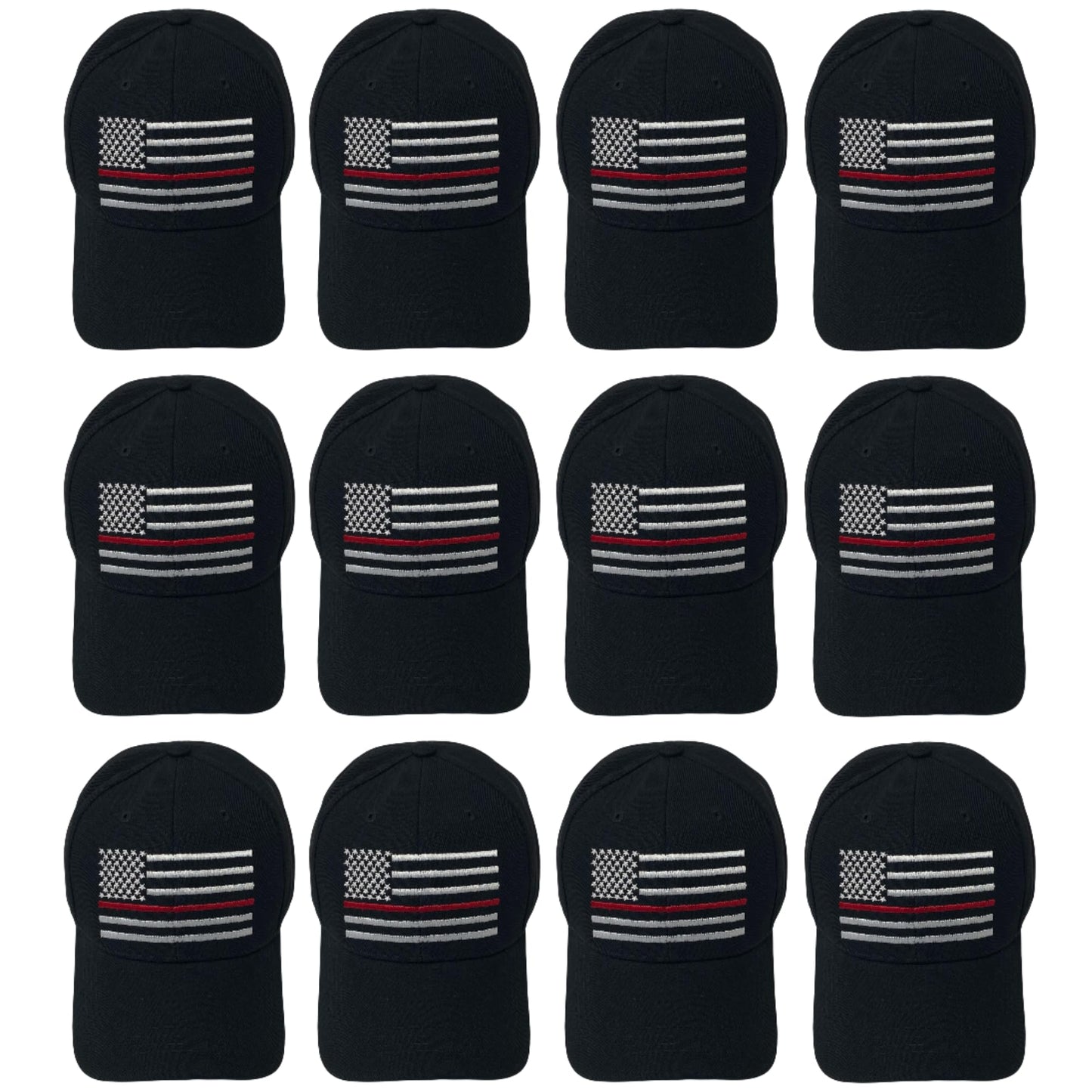 Unisex Embroidered Thin Red Line Flag Baseball Cap – Patriotic Firefighter Support Dad Hat