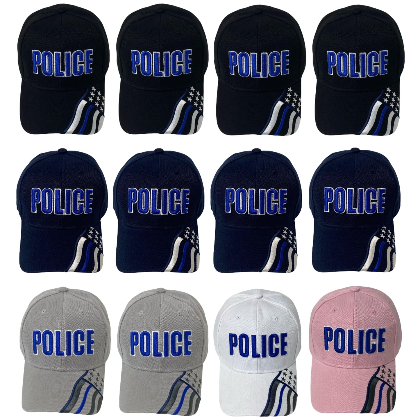 Roytrense Unisex Embroidered Police Baseball Cap – Blue Line Flag Embroidered Bill
