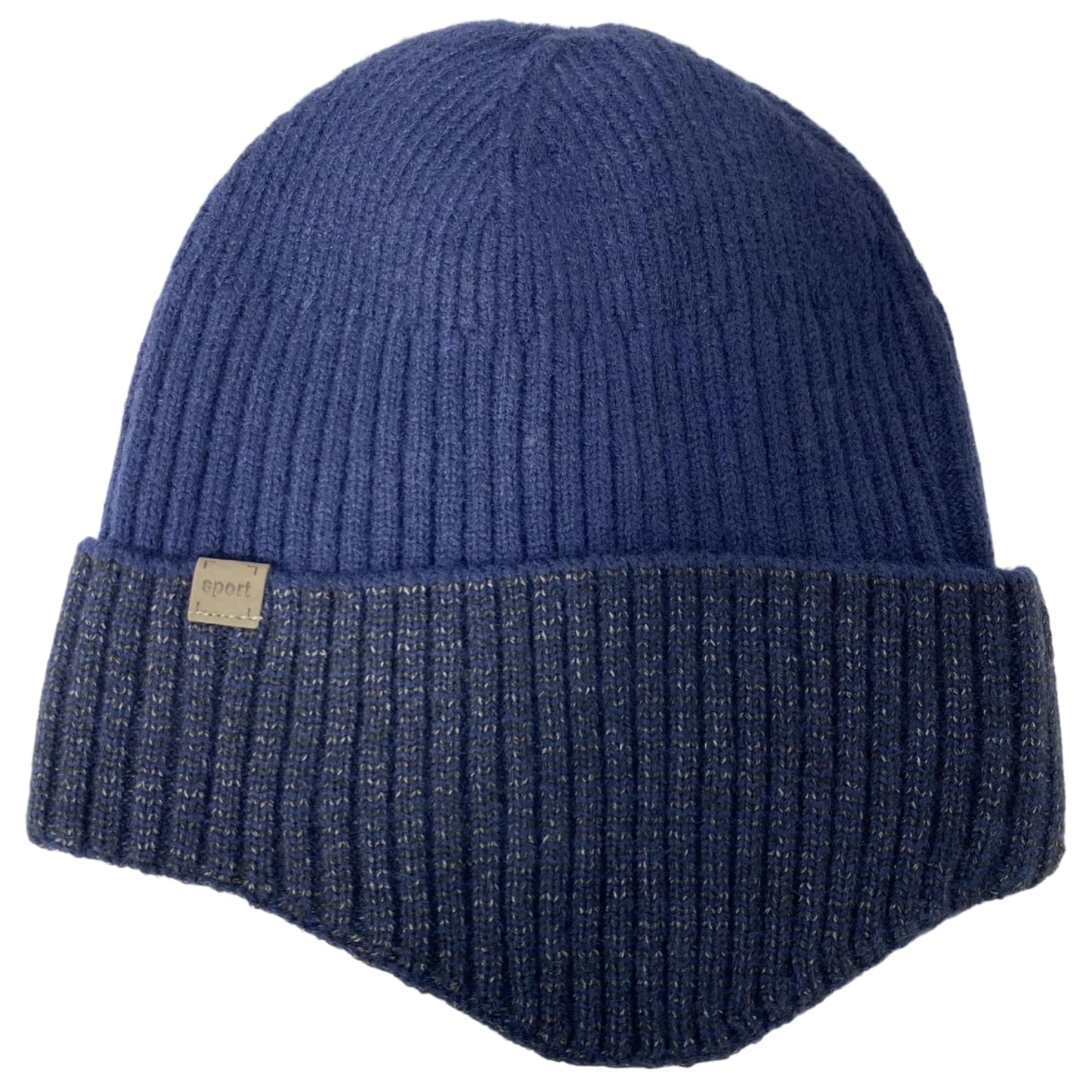 Super Soft Plush-Lined Solid Color Knitted Sport Cuffed Hat with Ear Cover