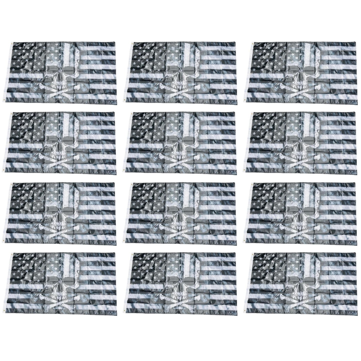 Double-Stitched Skull & Crossbones Black & White American 3X5 Flag
