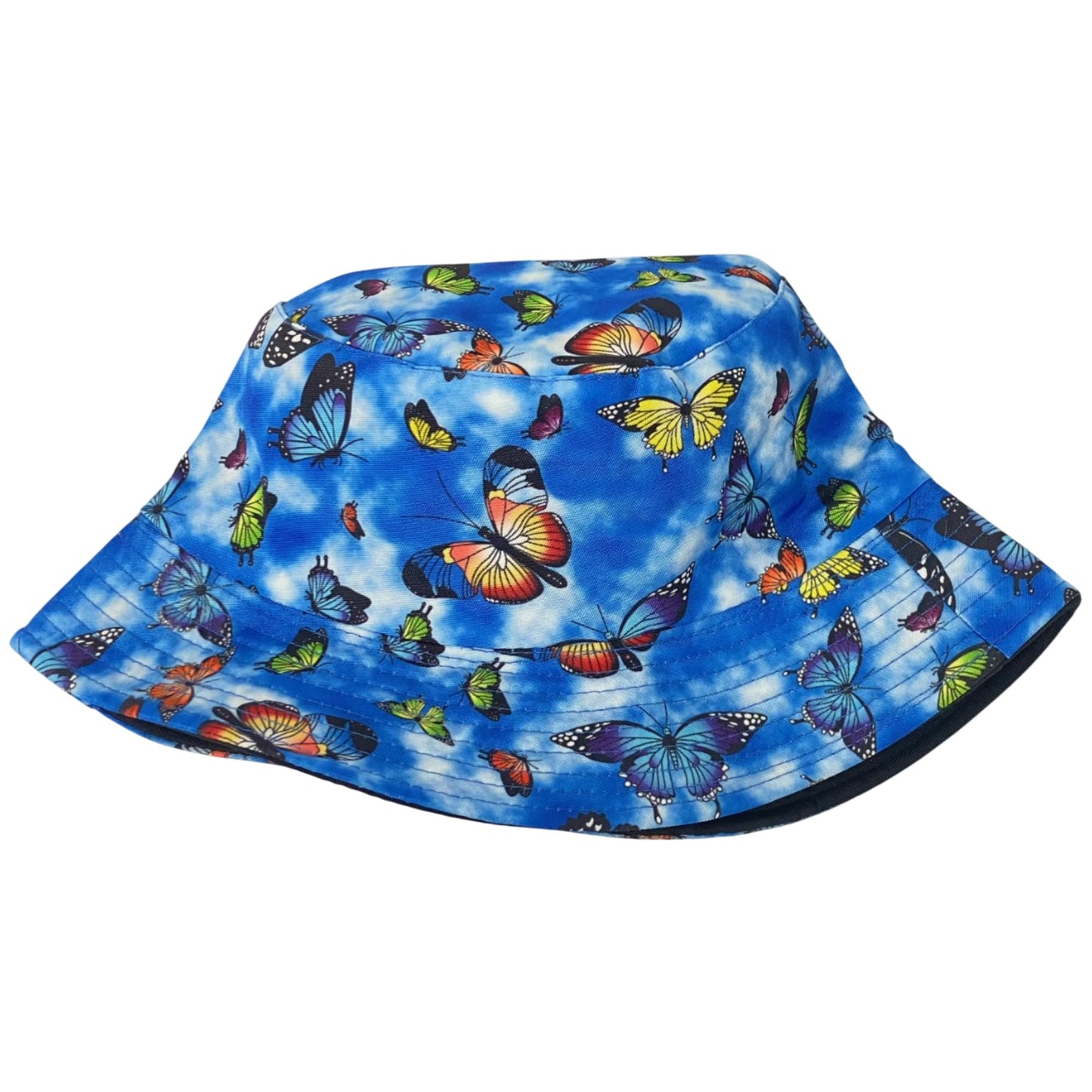 Unisex Butterfly Bucket Hat Reversible Double-Side-Wear Packable for Travel, Outdoors, and Beach