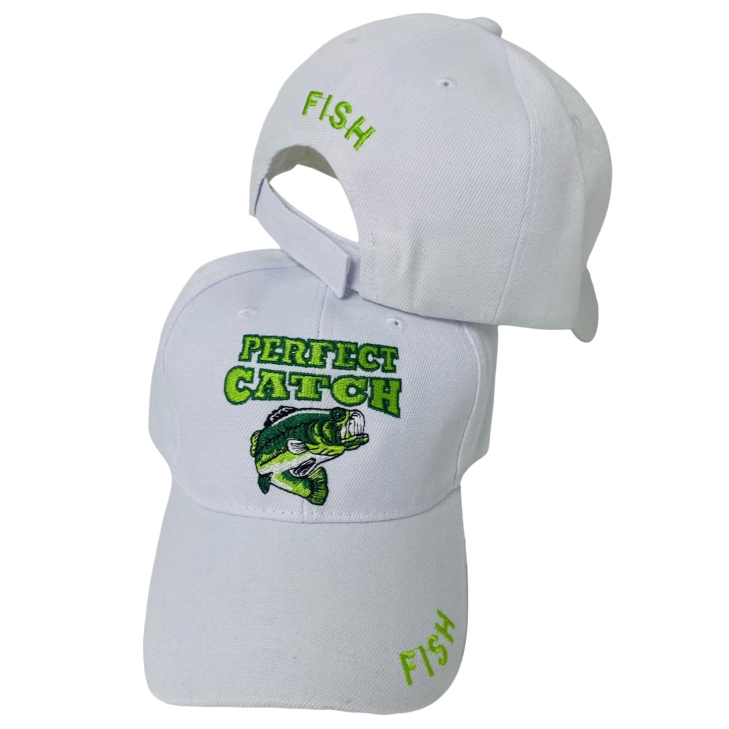 Roytrense Embroidered Perfect Catch Adjustable Fishing Baseball Cap