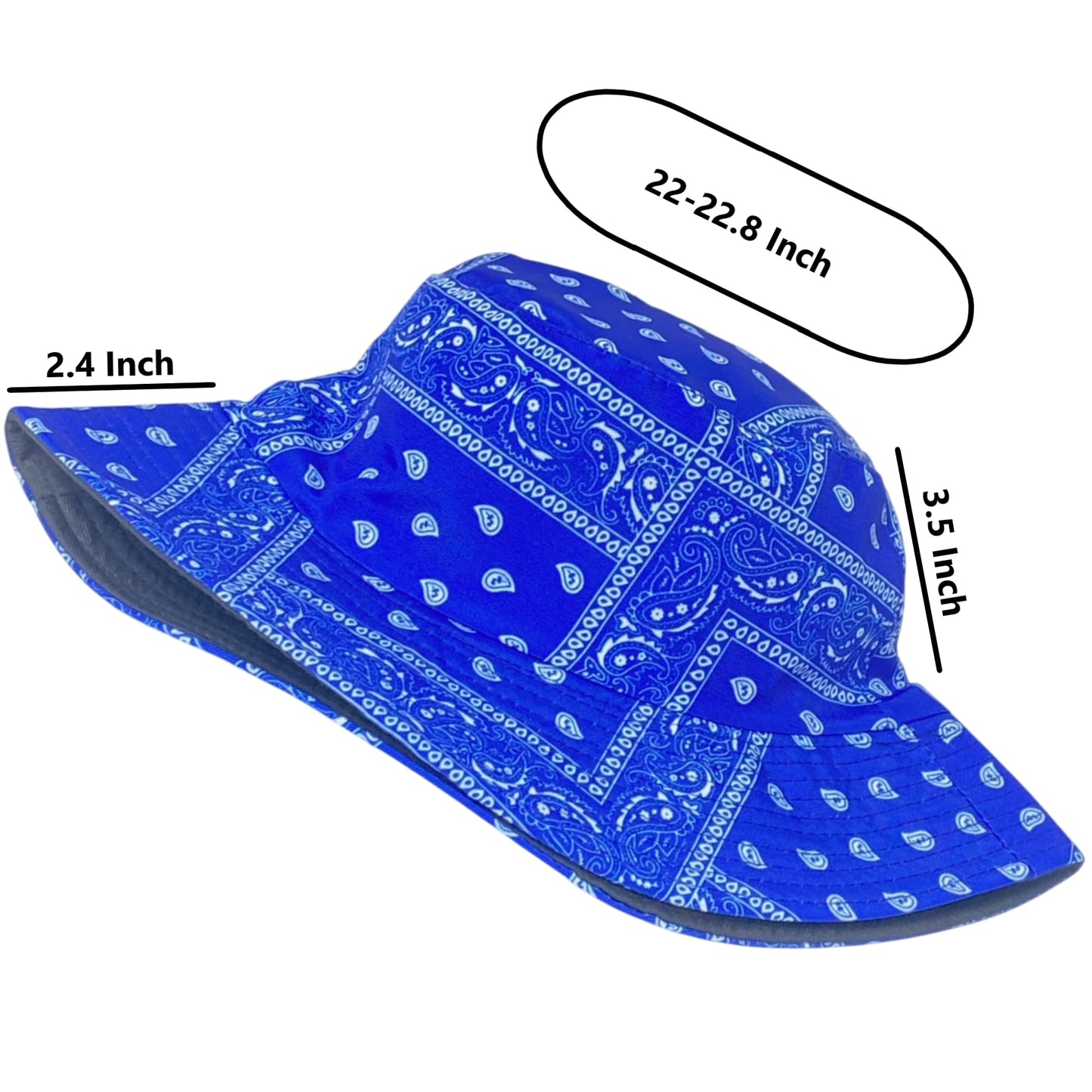 Unisex Bandana Paisley Bucket Hat Reversible Double-Side-Wear Packable for Travel, Outdoors, and Beach