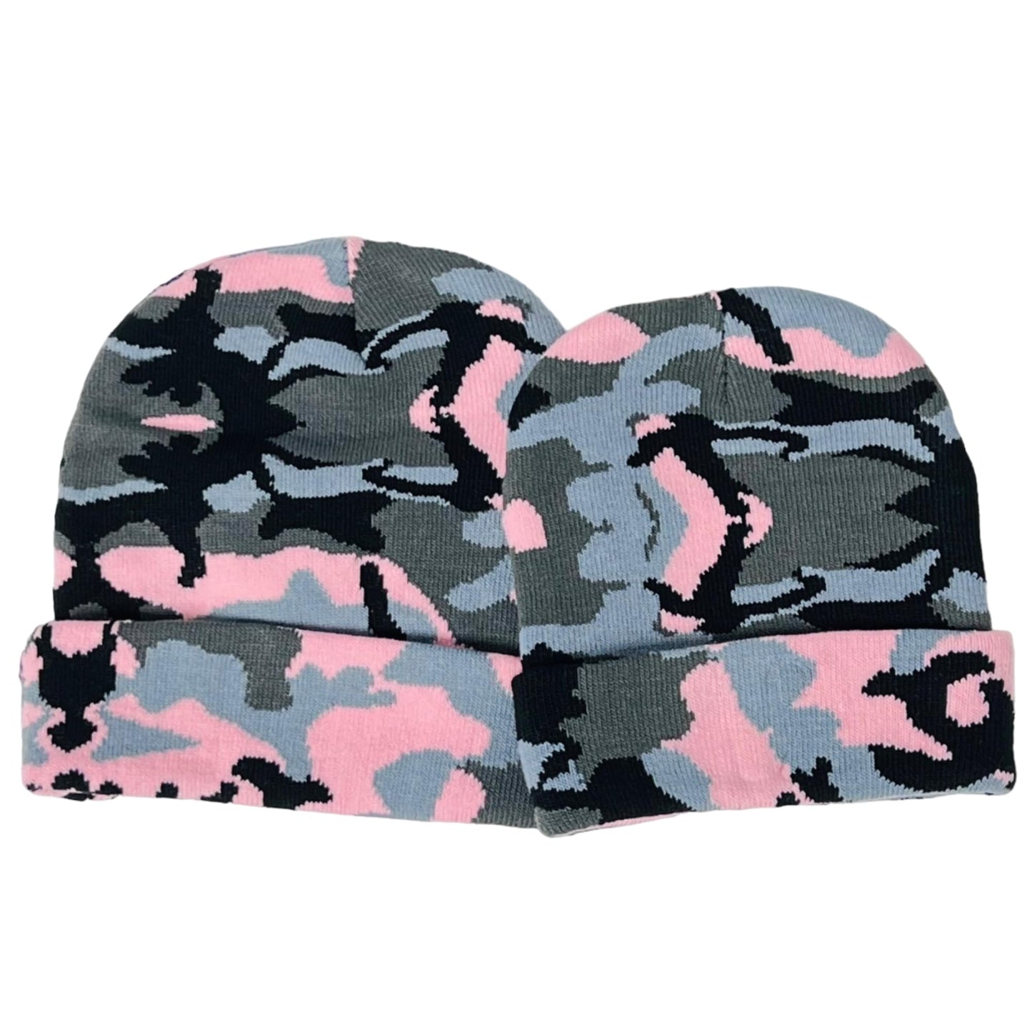Super Soft Adult & Child Camo Print Winter Knit Beanie Set