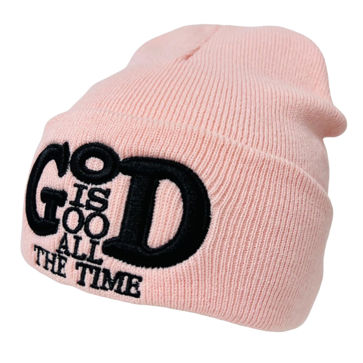 Roytrense Unisex 3D Embroidered God is Good All The Time Winter Knit Beanie