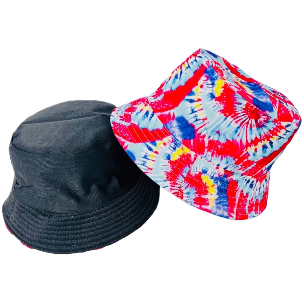 Unisex Bucket Hat Reversible Double-Side-Wear Packable for Travel, Outdoors, and Beach