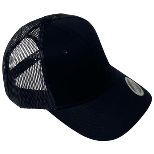 Classic Solid Black Mesh Trucker Hat - Adjustable Snapback Cap for Men & Women - Casual & Sporty Style