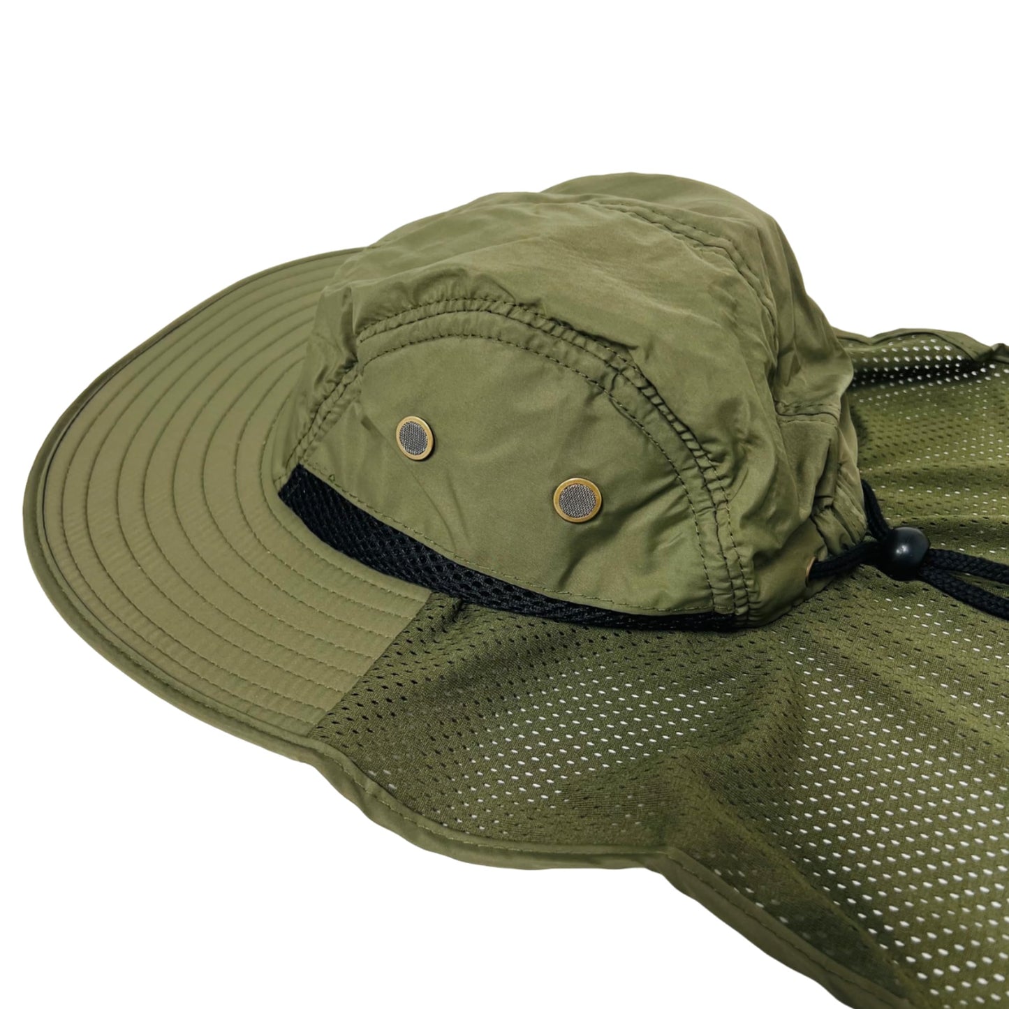 Packable and Adjustable High Visibility Mesh Boonie Sun Hat with Neck Flap and Reflective Stripe