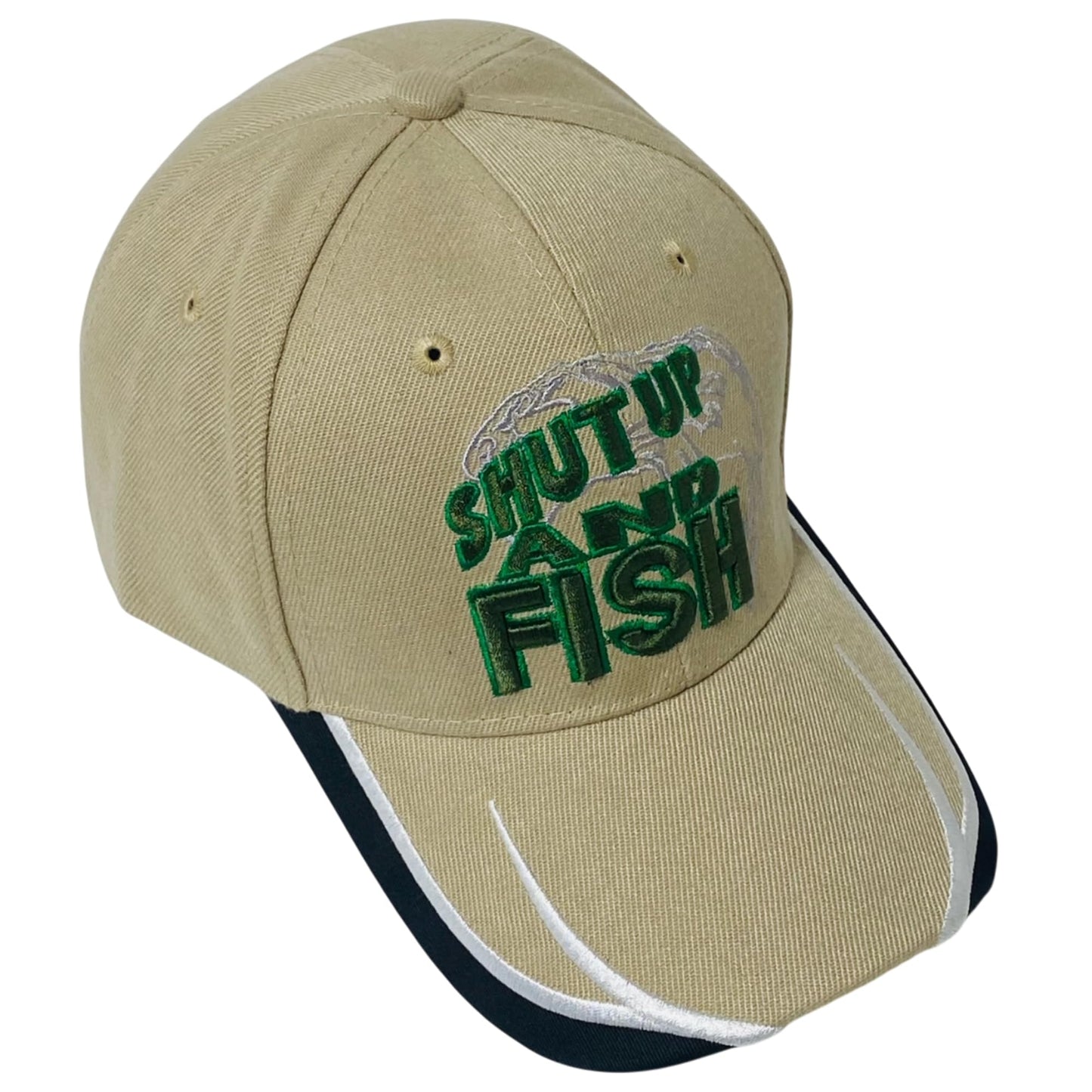 Roytrense Unisex Embroidered Shut Up and Fish Baseball Cap – Adjustable Outdoor Fishing Hat