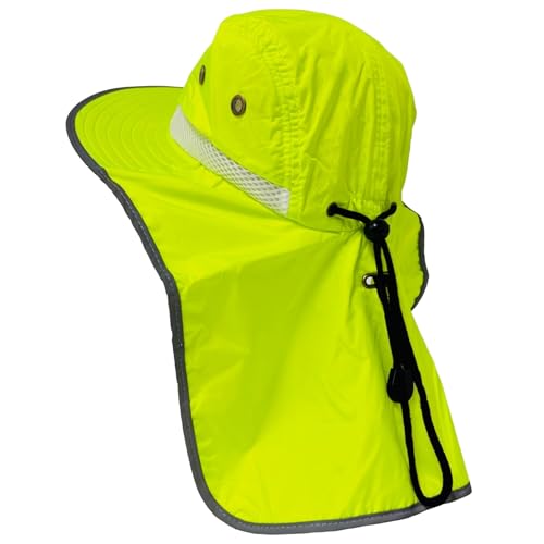 Packable and Adjustable Neon Boonie Sun Hat with Neck Flap