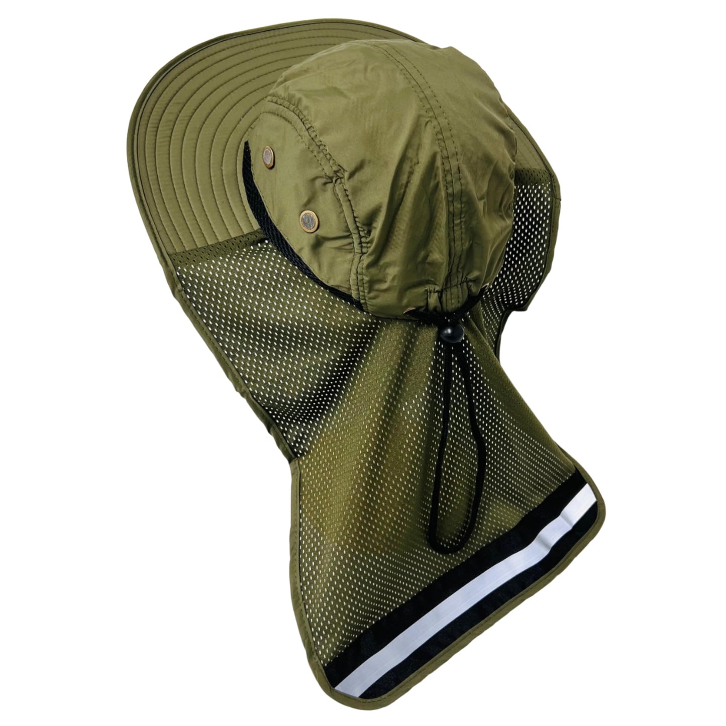 Packable and Adjustable High Visibility Mesh Boonie Sun Hat with Neck Flap and Reflective Stripe
