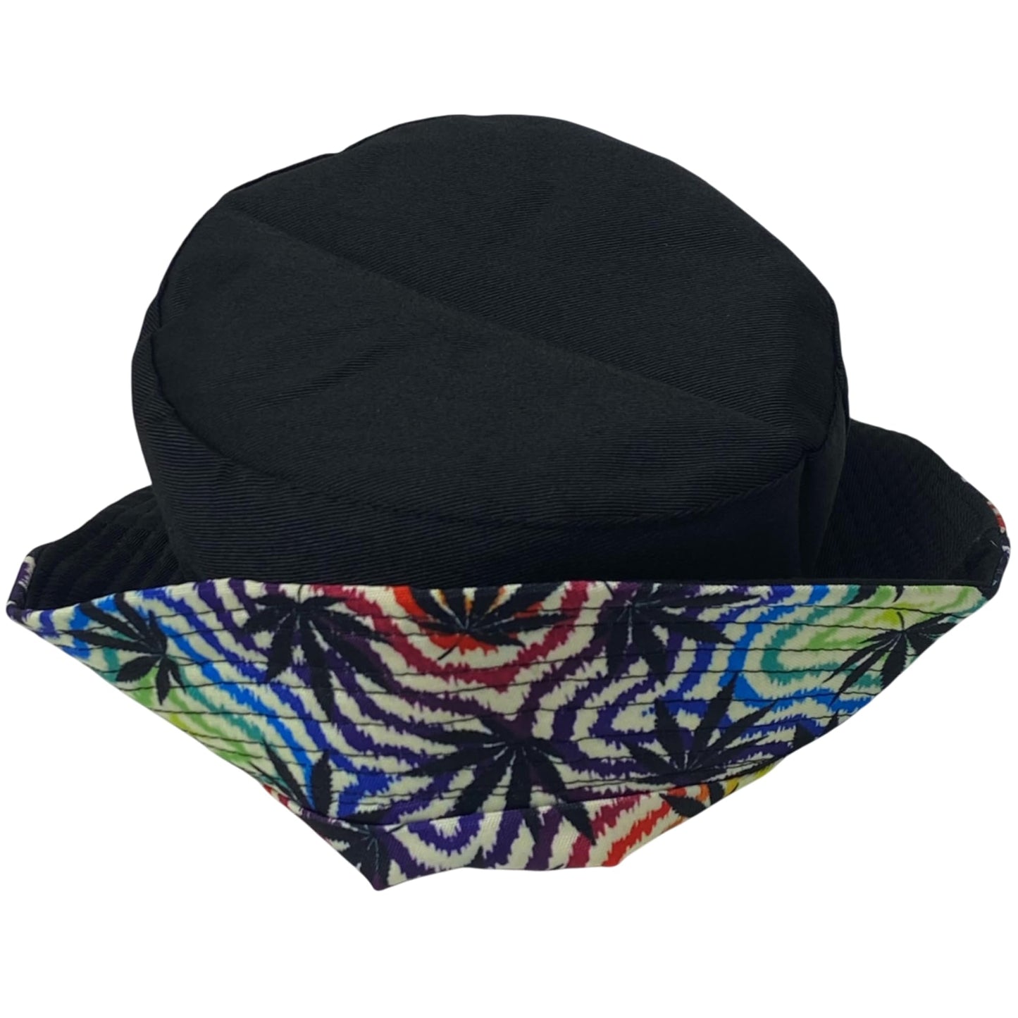 Unisex Marijuana Tie-Dye Bucket Hat Reversible Double-Side-Wear Packable for Travel, Outdoors, and Beach