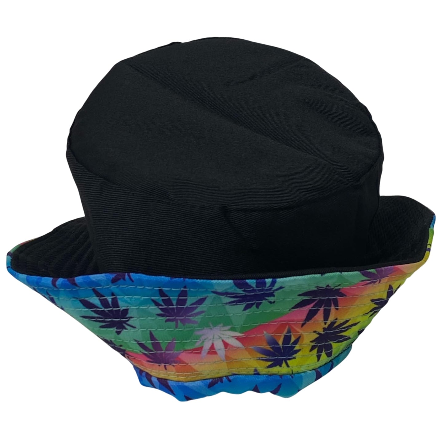 Unisex Marijuana Tie-Dye Bucket Hat Reversible Double-Side-Wear Packable for Travel, Outdoors, and Beach