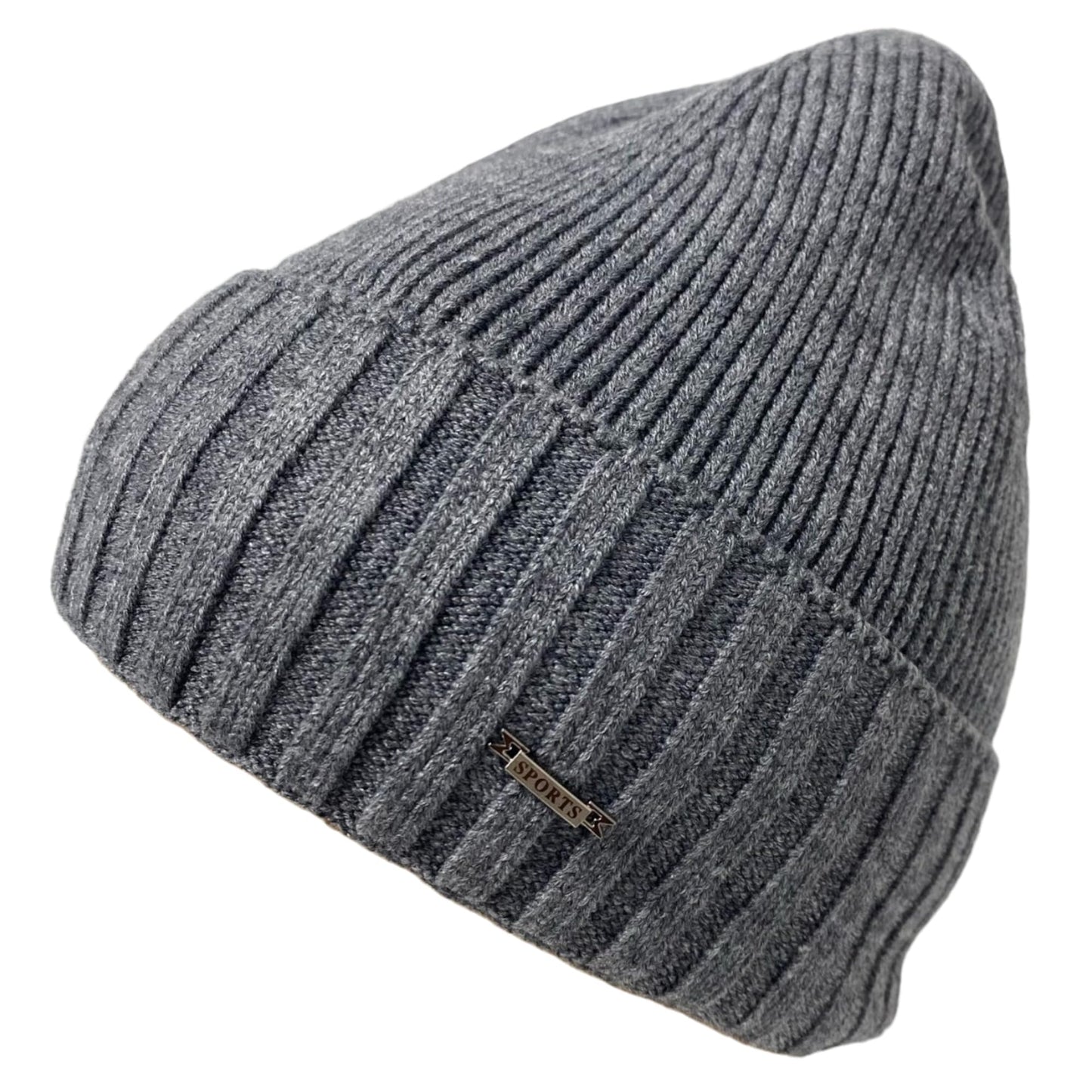 Super Soft Plush-Lined Solid Color Knitted Sport Cuffed Winter Hat