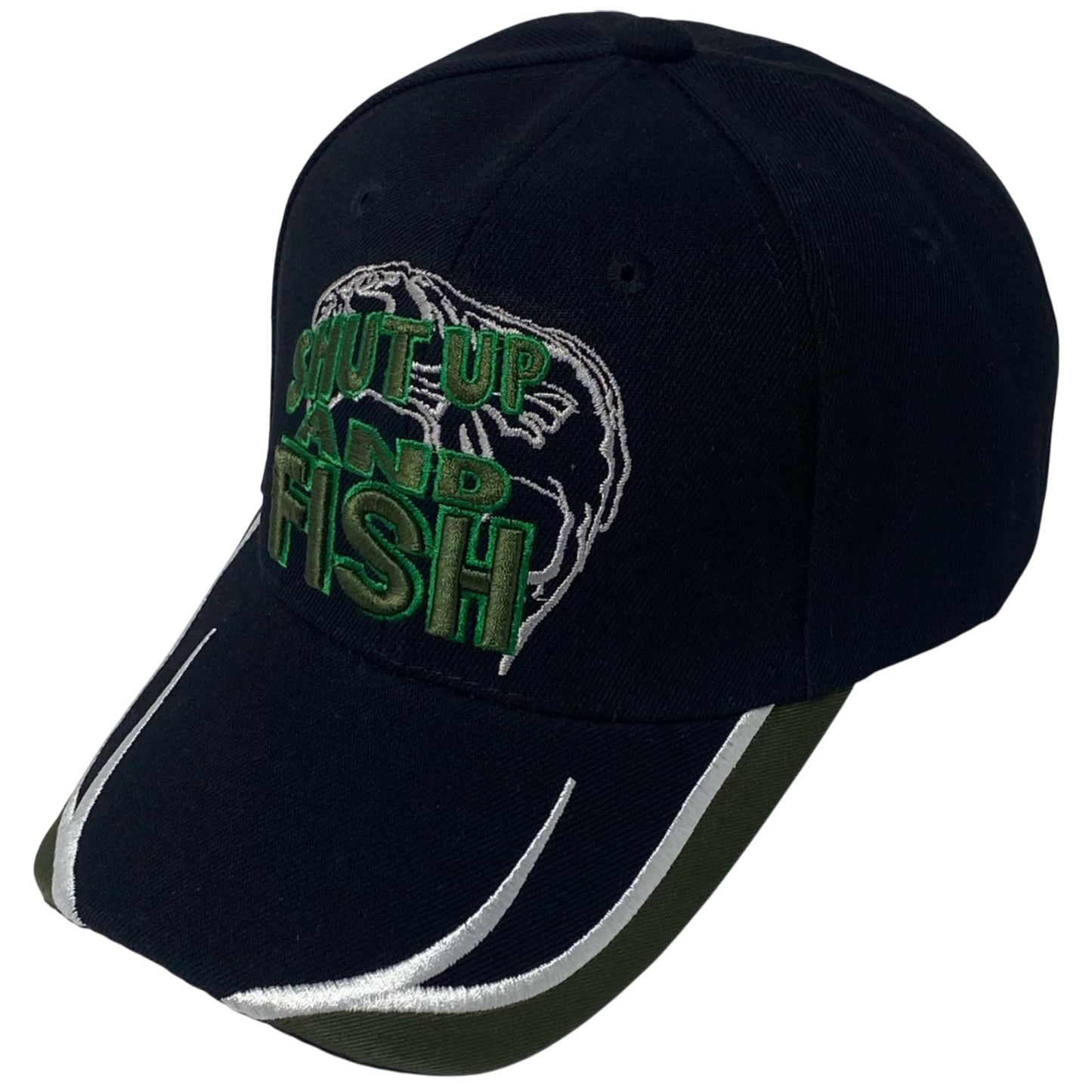 Roytrense Unisex Embroidered Shut Up and Fish Baseball Cap – Adjustable Outdoor Fishing Hat