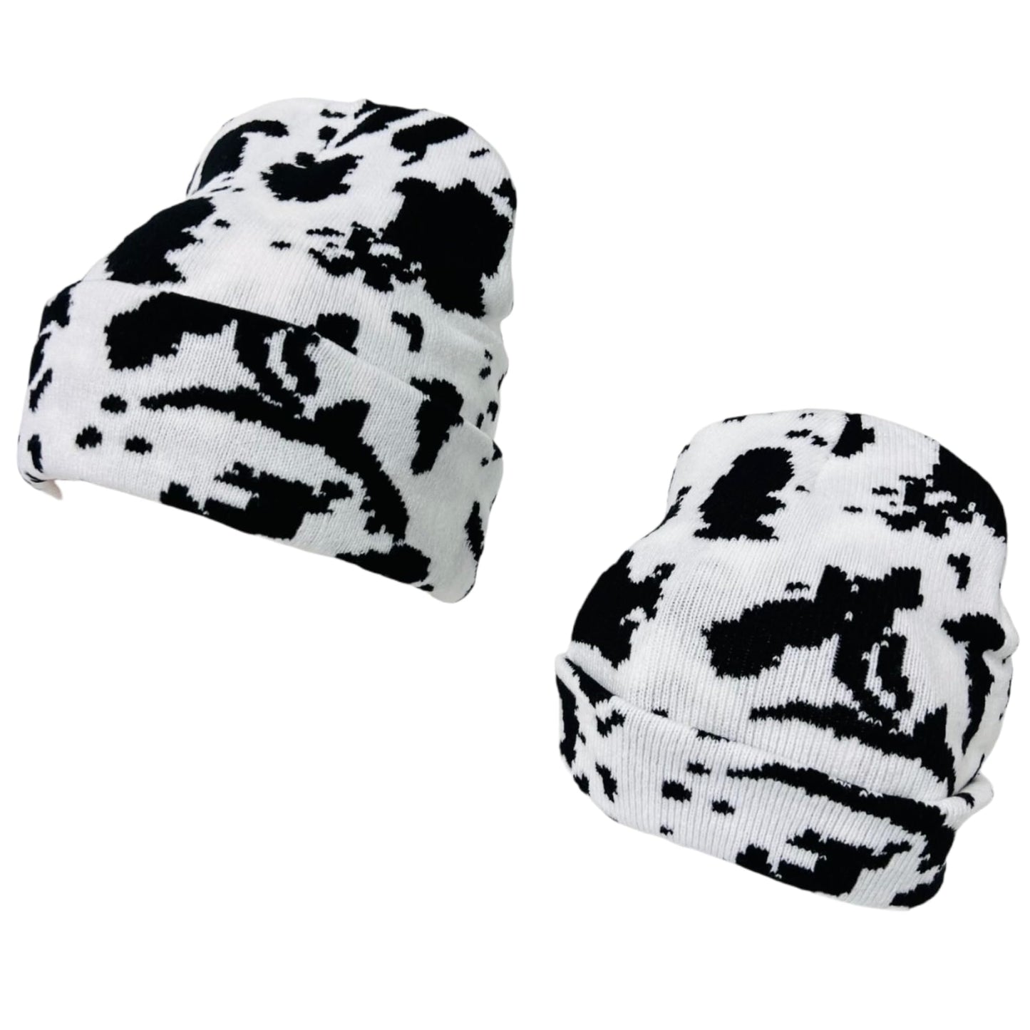 Super Soft Adult & Child Animal Print Winter Knit Beanie Set