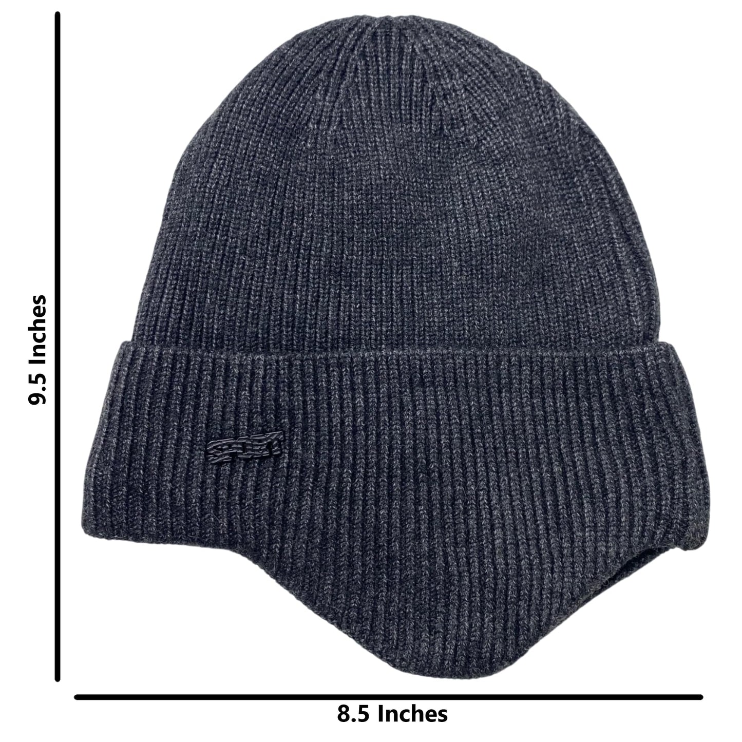 Super Soft Plush-Lined Solid Color Knitted Sport Cuffed Hat with Ear Cover