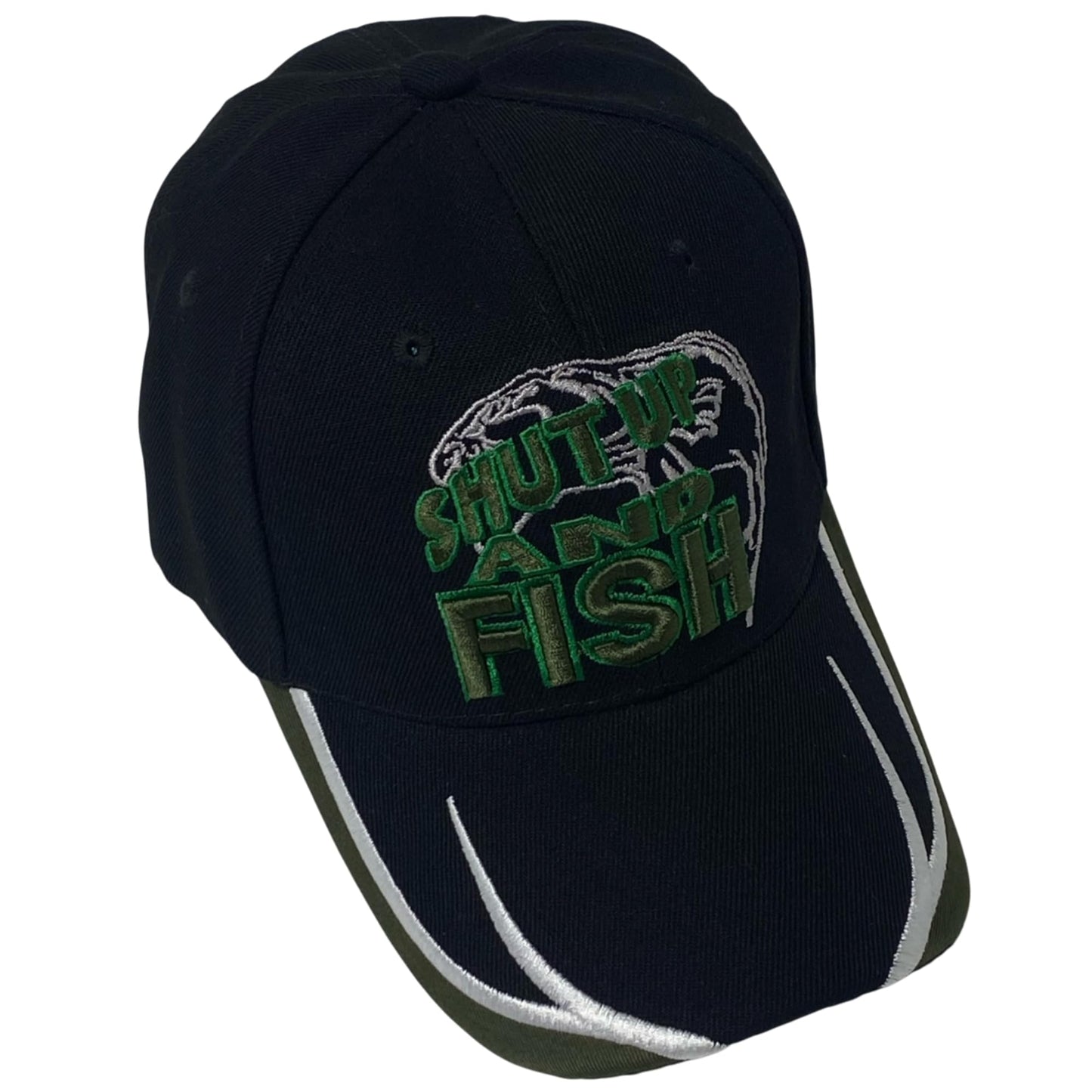 Roytrense Unisex Embroidered Shut Up and Fish Baseball Cap – Adjustable Outdoor Fishing Hat