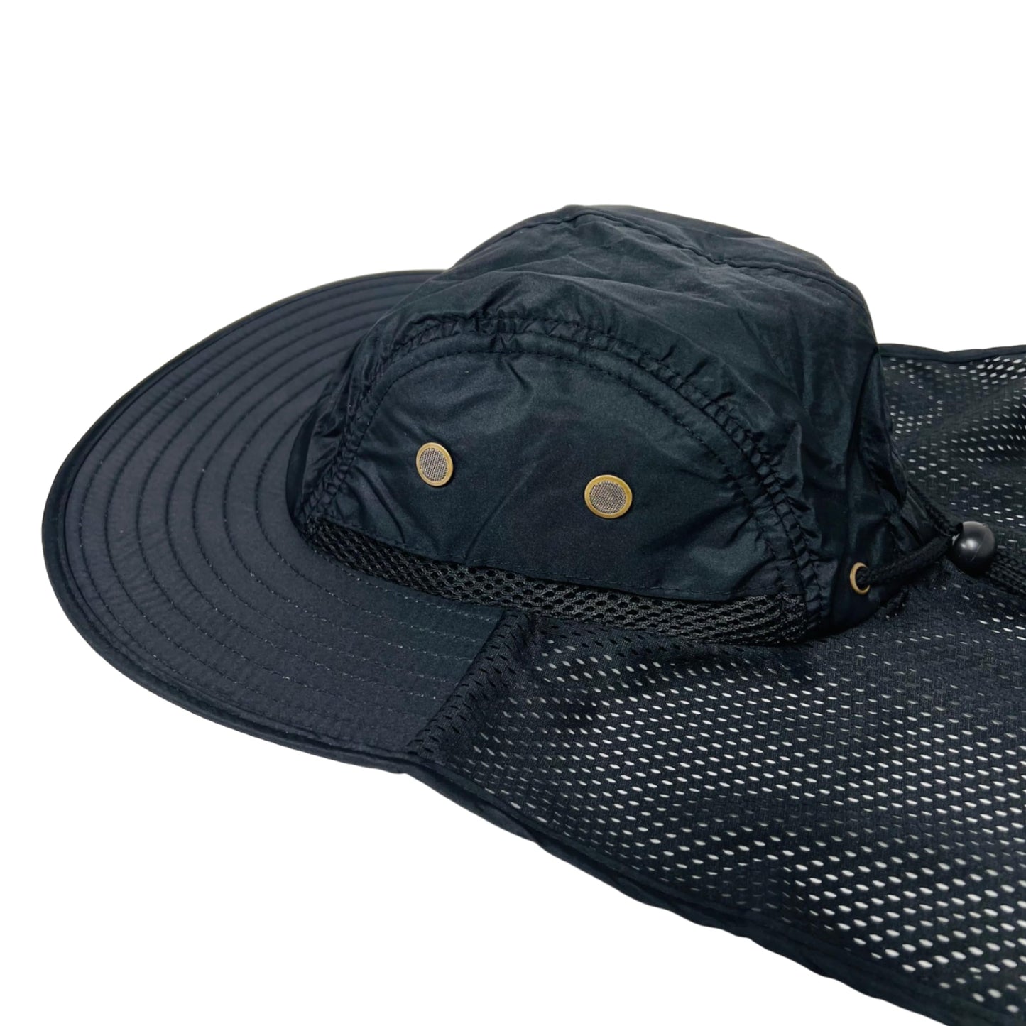 Packable and Adjustable High Visibility Mesh Boonie Sun Hat with Neck Flap and Reflective Stripe