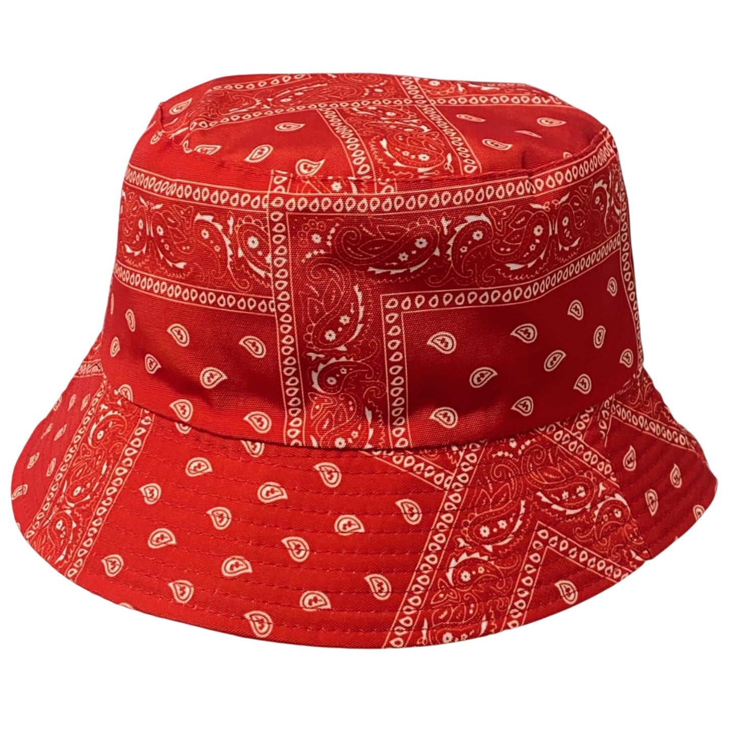 Unisex Bandana Paisley Bucket Hat Reversible Double-Side-Wear Packable for Travel, Outdoors, and Beach