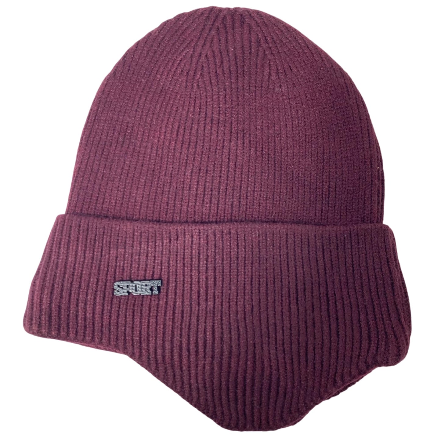 Super Soft Plush-Lined Solid Color Knitted Sport Cuffed Hat with Ear Cover