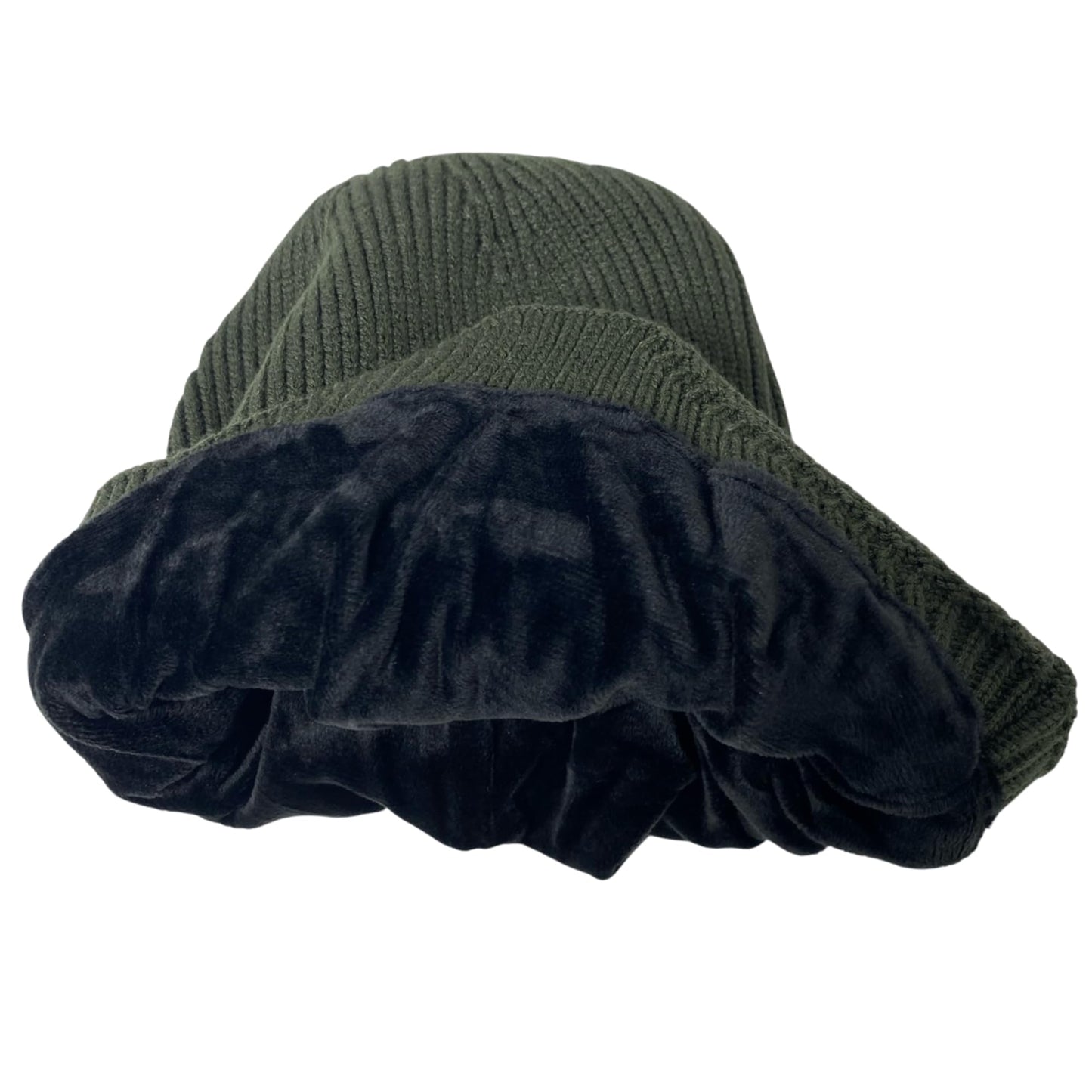 Super Soft Plush-Lined Solid Color Knitted Sport Cuffed Hat with Ear Cover