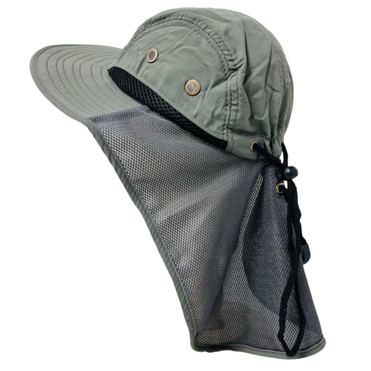Packable and Adjustable Mesh Boonie Sun Hat with Mesh Neck Flap