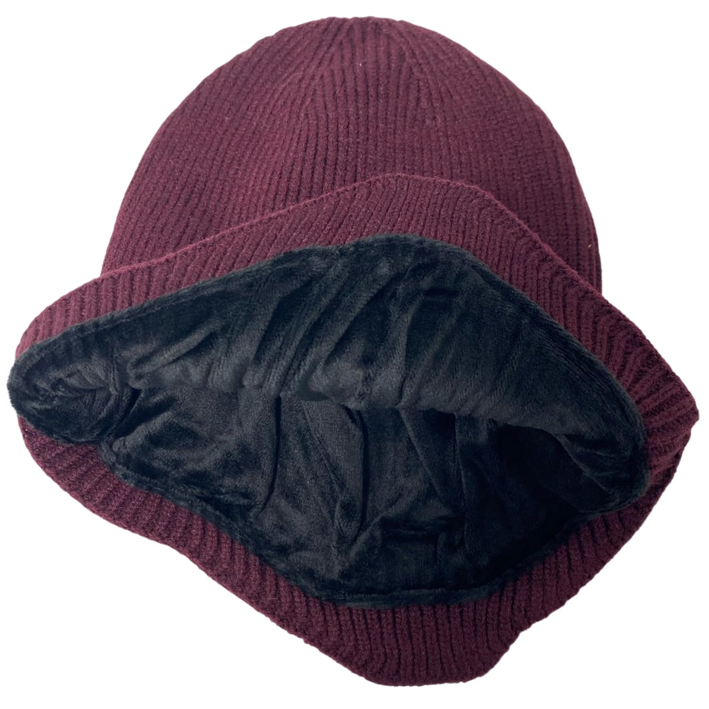 Super Soft Plush-Lined Solid Color Knitted Sport Cuffed Hat with Ear Cover