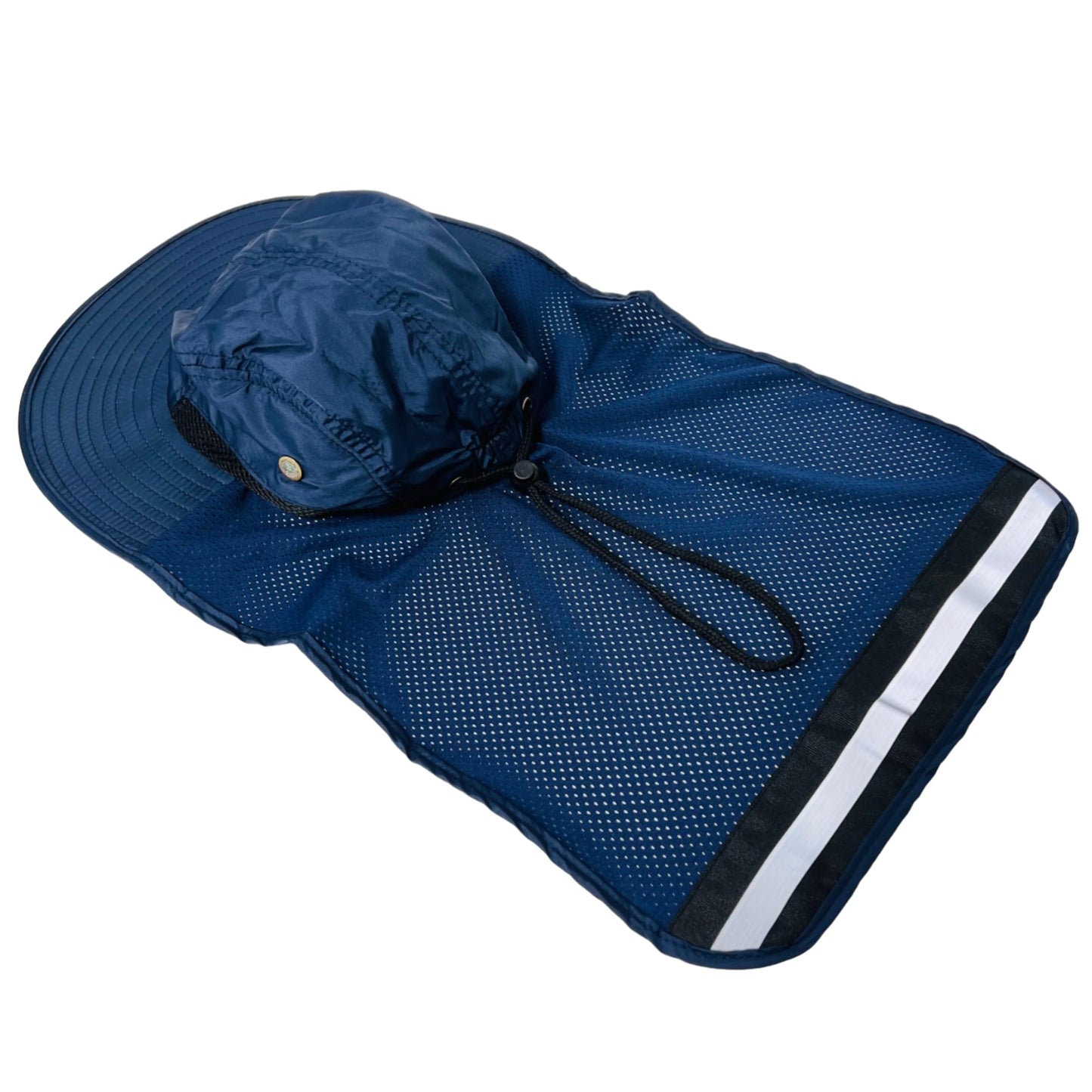 Packable and Adjustable High Visibility Mesh Boonie Sun Hat with Neck Flap and Reflective Stripe