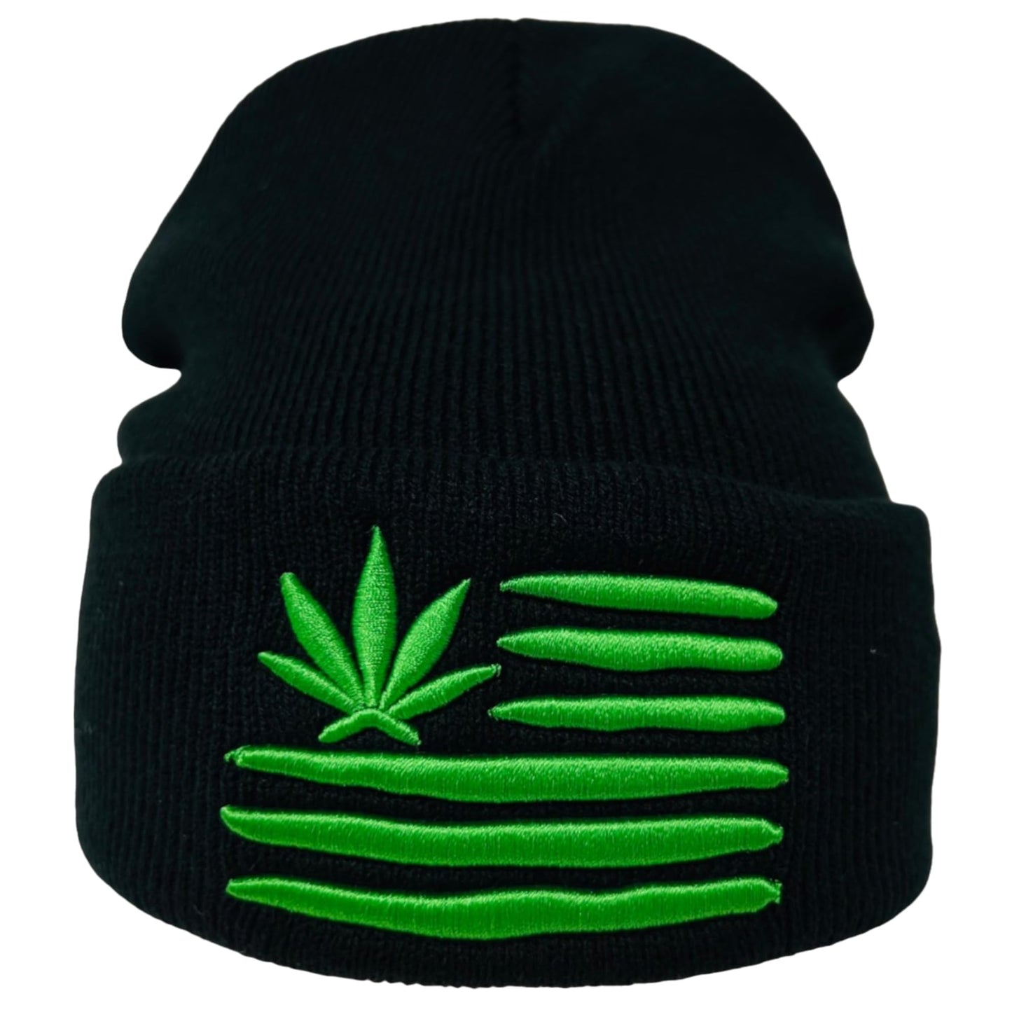 Unisex Embroidered Marijuana Pot Leaf Winter Knit Beanie