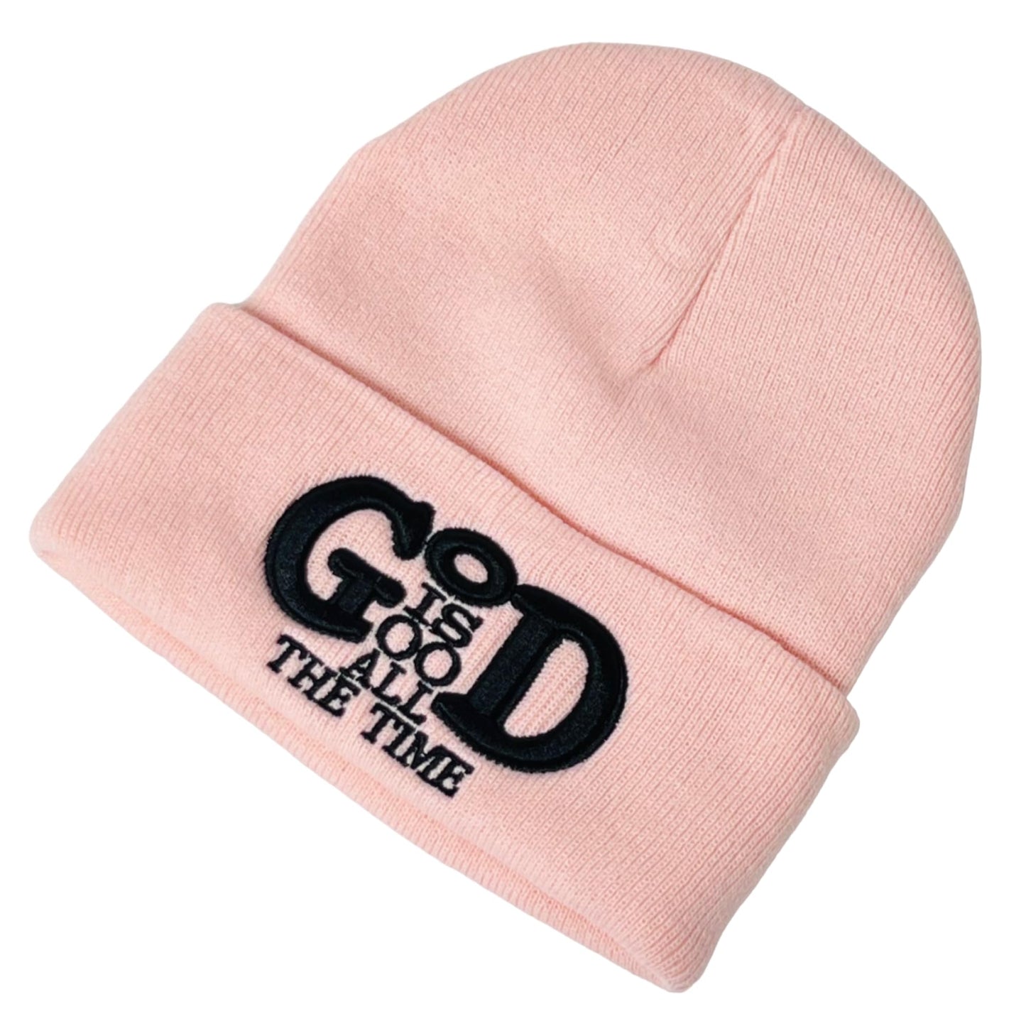 Roytrense Unisex 3D Embroidered God is Good All The Time Winter Knit Beanie
