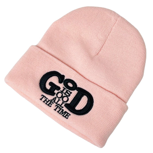 Roytrense Unisex 3D Embroidered God is Good All The Time Winter Knit Beanie