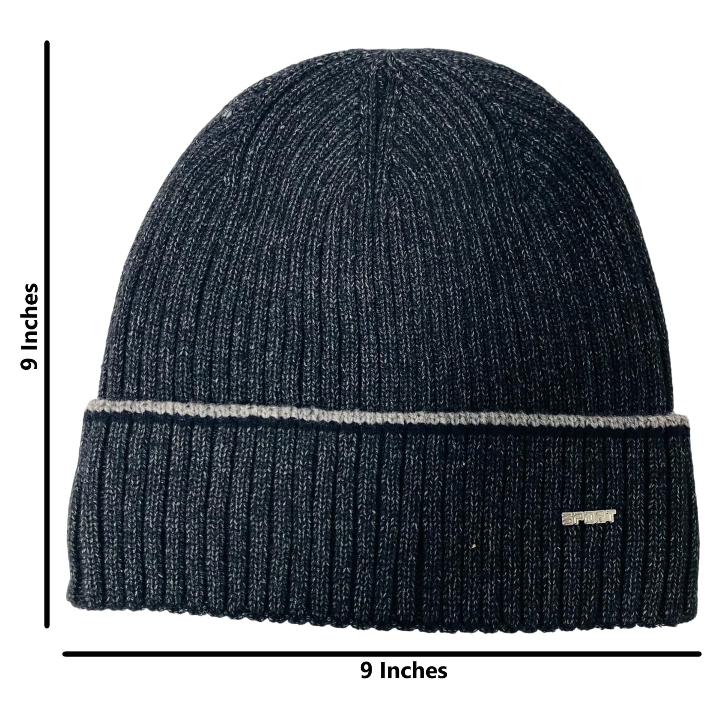 Unisex Super Soft Plush-Lined Solid Color Knitted Sport Cuffed Winter Hat
