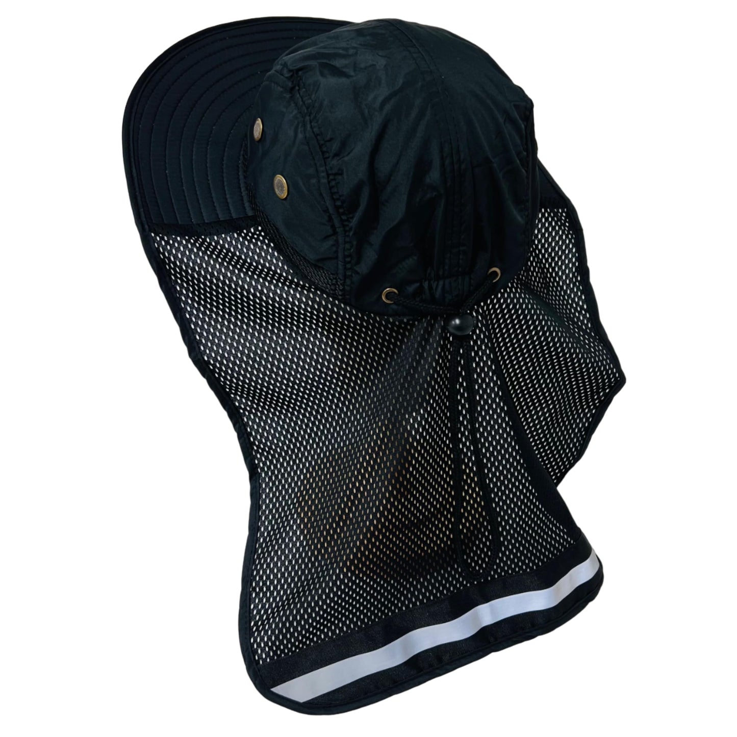 Packable and Adjustable High Visibility Mesh Boonie Sun Hat with Neck Flap and Reflective Stripe