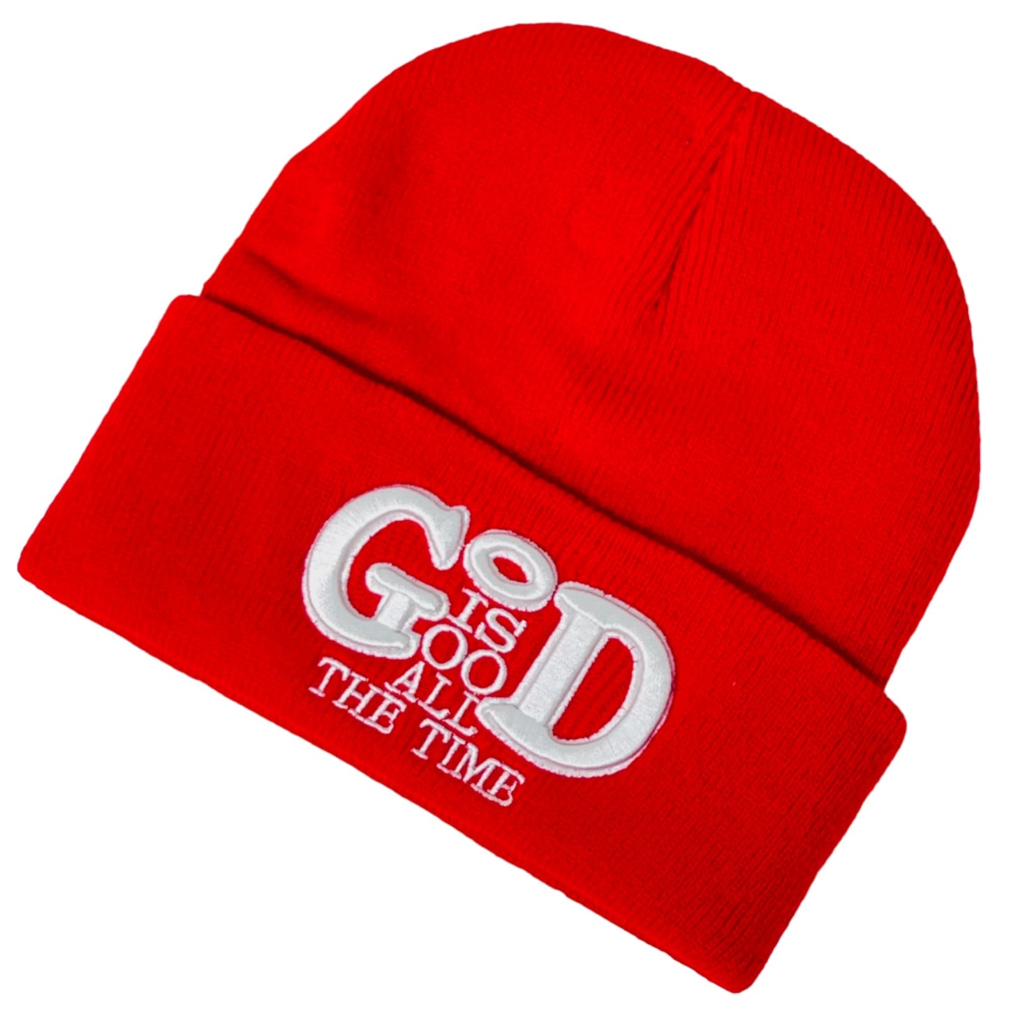 Roytrense Unisex 3D Embroidered God is Good All The Time Winter Knit Beanie