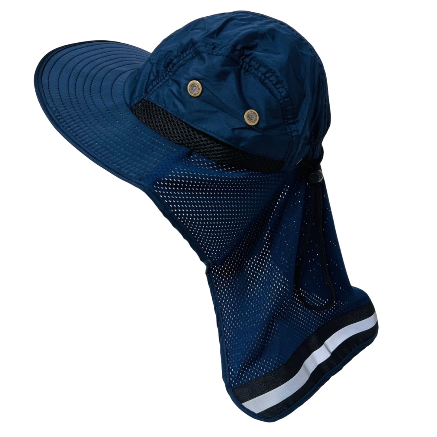 Packable and Adjustable High Visibility Mesh Boonie Sun Hat with Neck Flap and Reflective Stripe