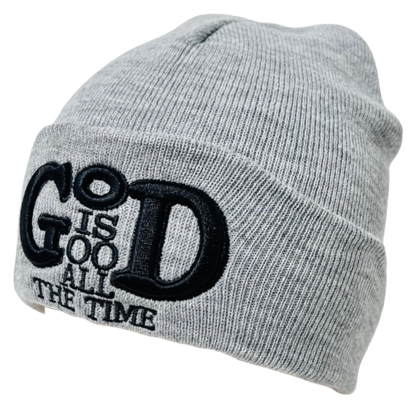 Roytrense Unisex 3D Embroidered God is Good All The Time Winter Knit Beanie