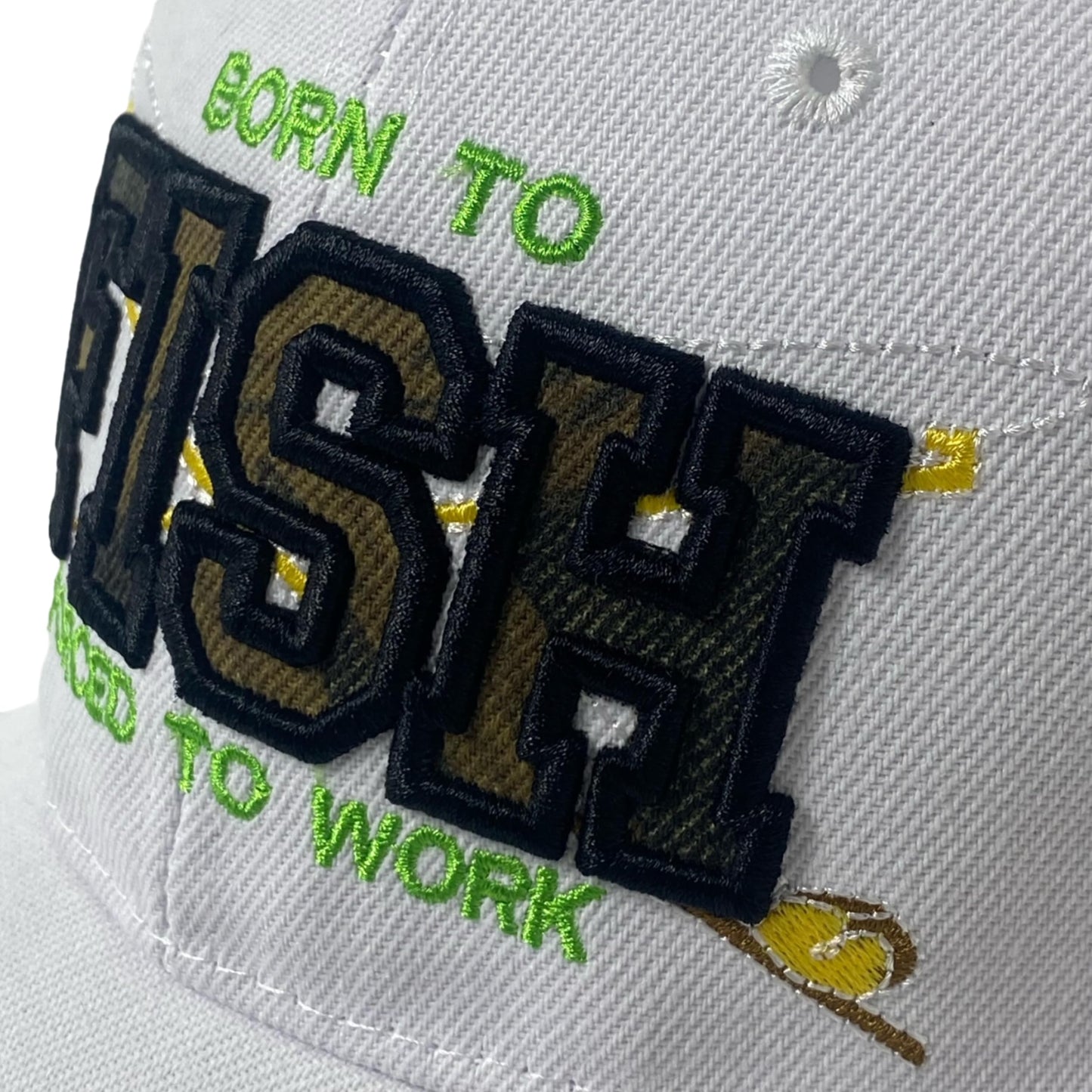 Embroidered Born to Fish Forced to Work Adjustable Baseball Cap